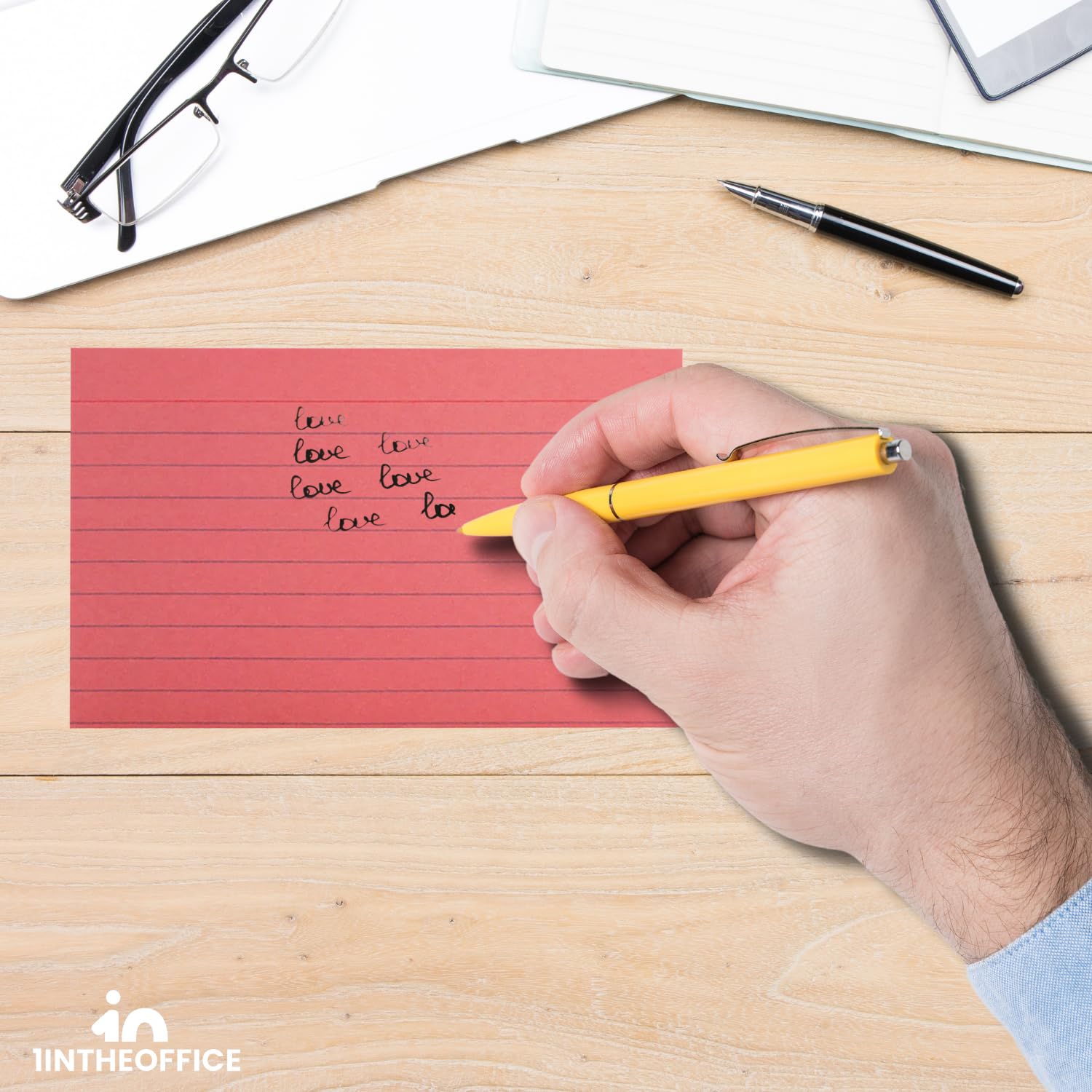 1InTheOffice 3x5 Index Cards - 400 Pack, Colored & Lined Note Cards in Red - Perfect for Study Notes, Office Organization, and Flash Cards