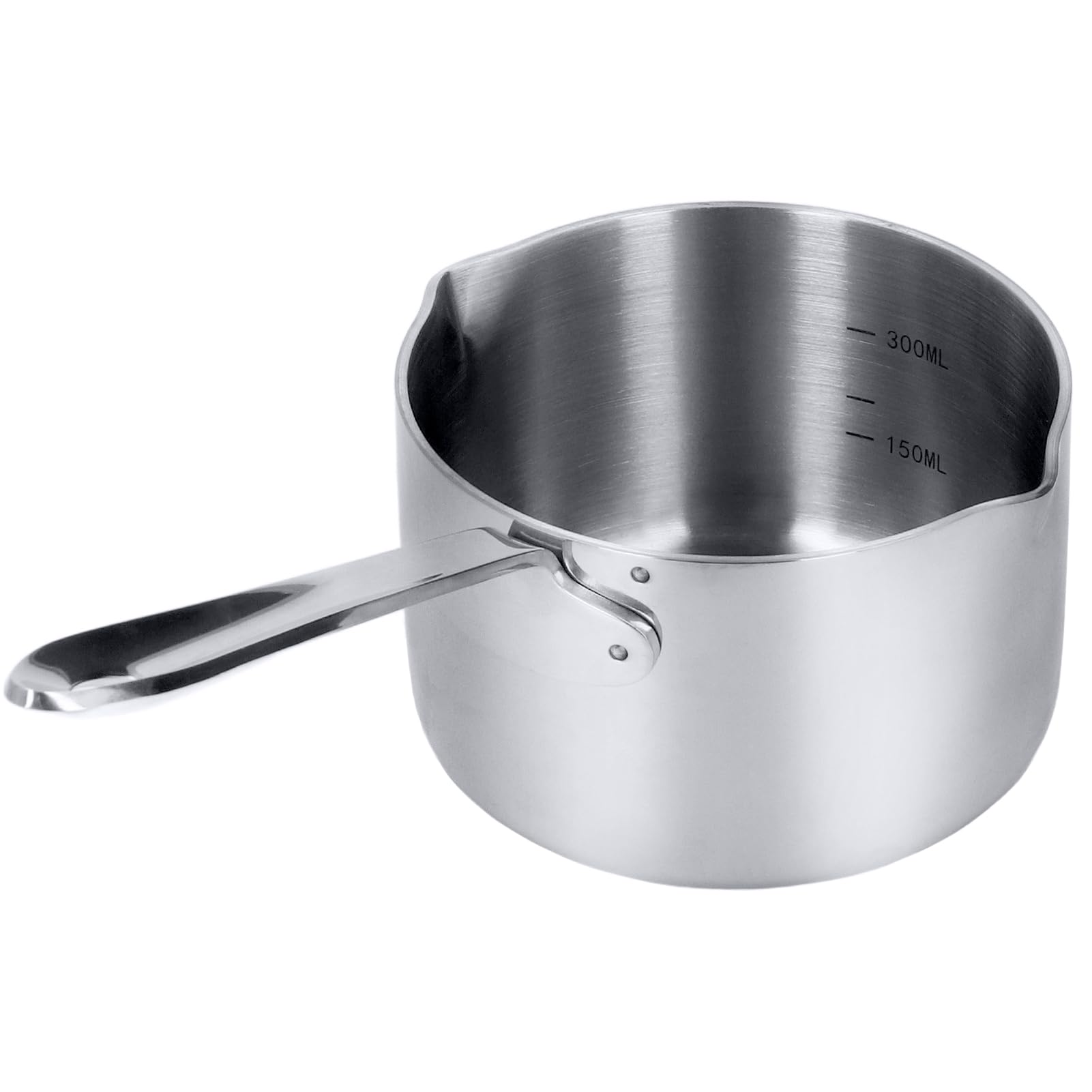 Stainless Steel Mini Butter Melting Pot - Dual Spout Warmer for Coffee, Milk, Chocolate & Cheese - Perfect for Home Barista, Hot Chocolate Making & Candy Crafting