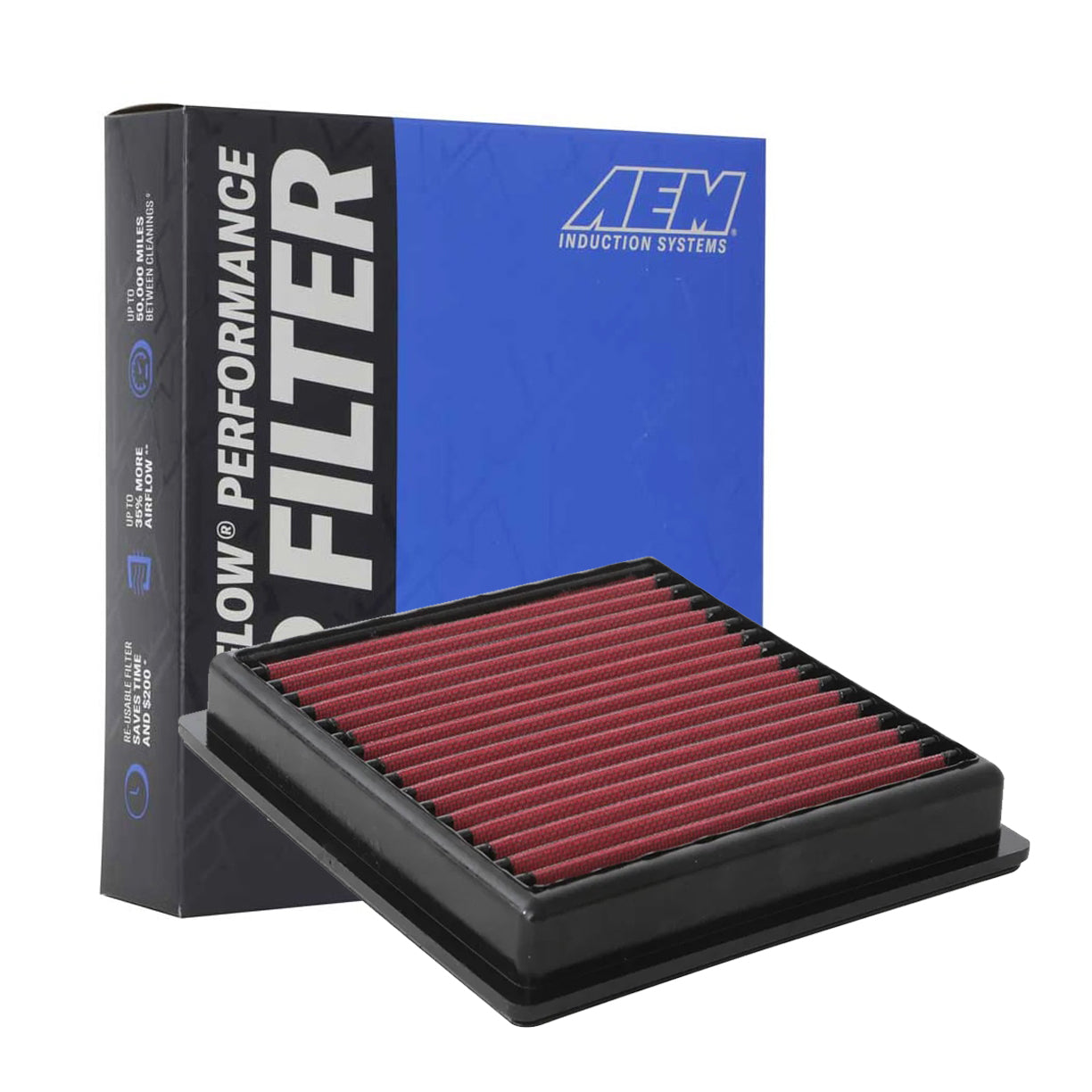 AEM 28-50064 Dryflow Performance Air Filter - Washable & Reusable High-Flow Air Filter for Cars, Trucks & SUVs - Perfect for Off-Roading, Racing & Daily Driving