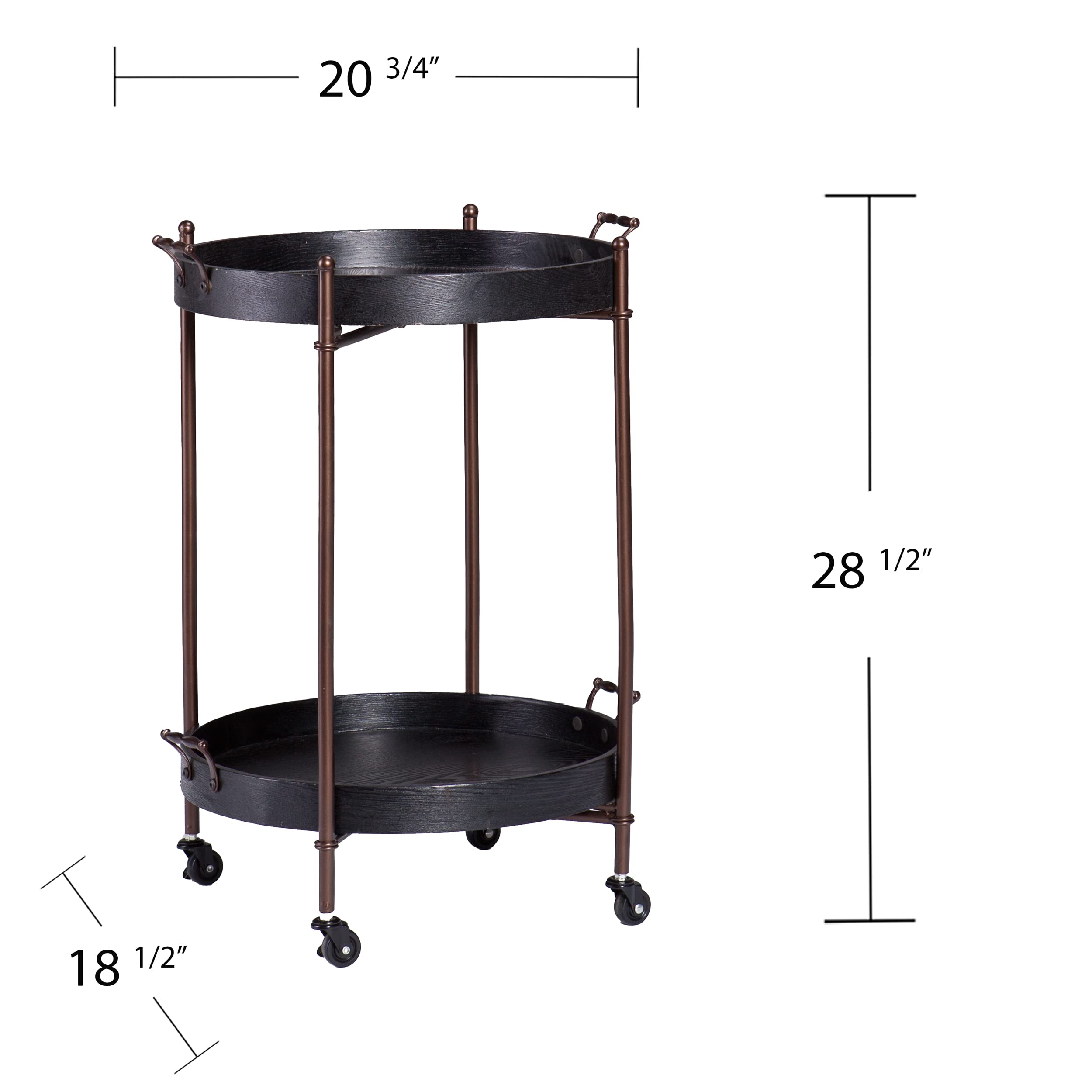 SEI Furniture Alfred Two-Tier Round Butler Table - Black | Side Table for Living Room, Bedroom, or Office | Perfect for Coffee, Books, and Decor