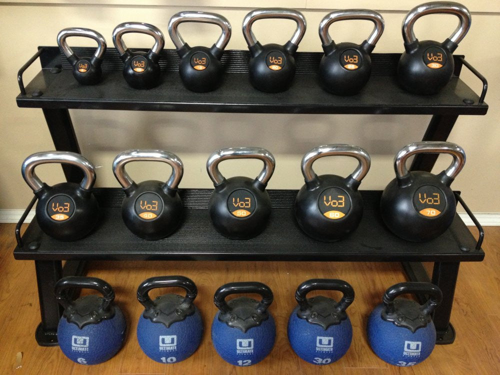VO3 2-Tier Kettlebell Rack - Heavy Duty Dumbbell Storage Stand for Home Gym & CrossFit Workouts