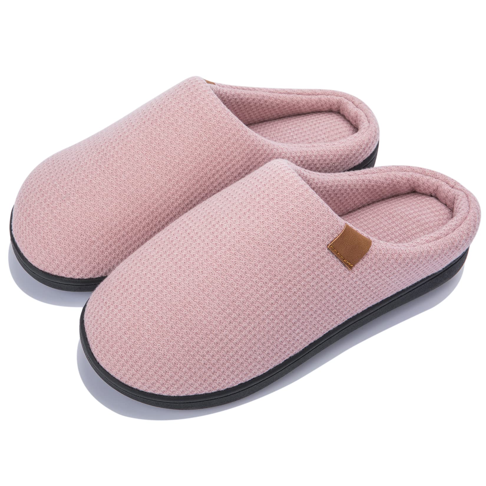 NeedBo Women's & Men's Waffle Knit Cotton Lined Non-Slip Lightweight Indoor Slippers - Cozy House Shoes for Home, Lounge & Relaxation