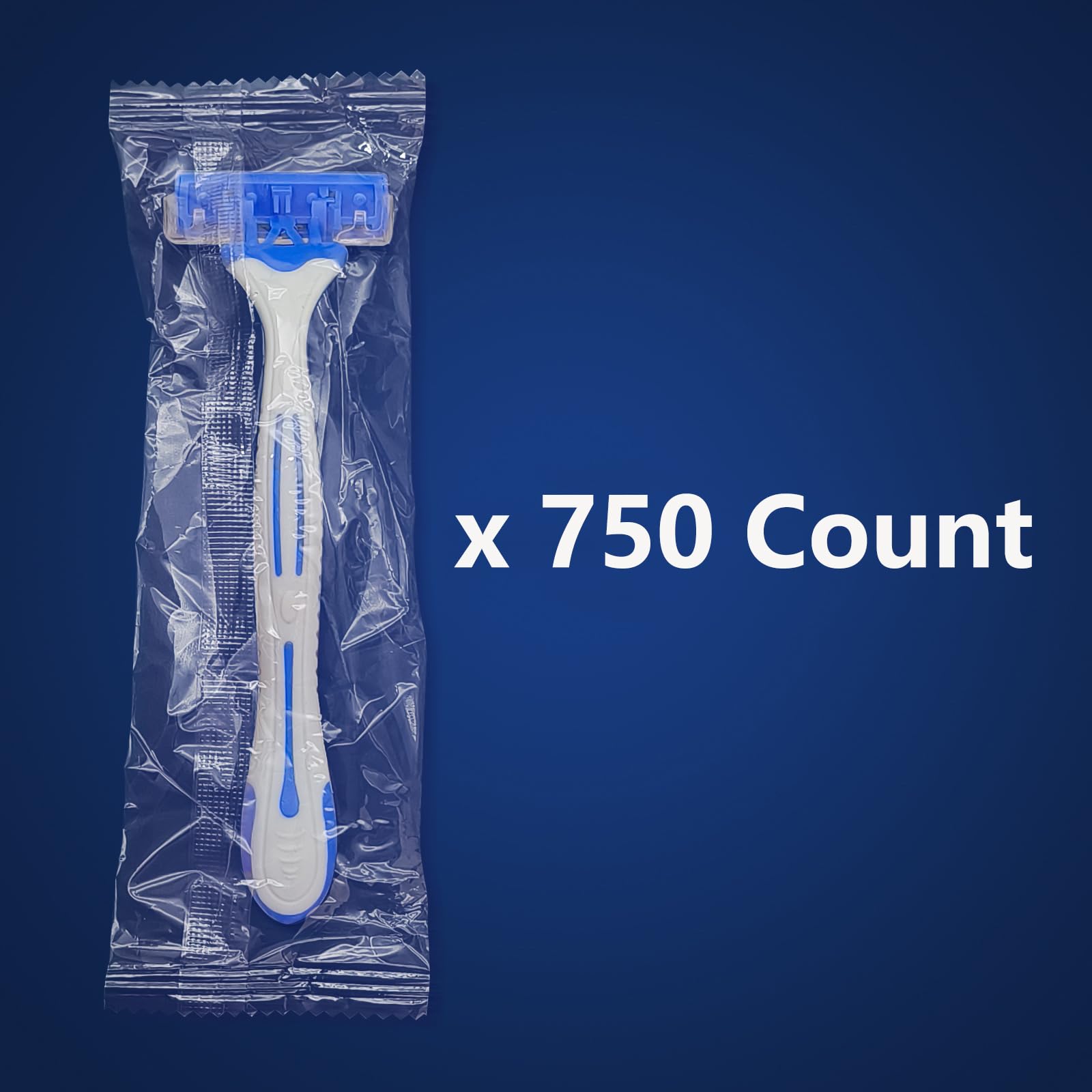 750 Pack Kheoxusa Triple Blade Disposable Razors - Individually Wrapped Grey Blue Shaving Razors for Men & Women | Perfect for Travel, Hotels, Airbnb, Tattoo Shops & Barber Salons | Smooth & Comfortable Shave Anywhere