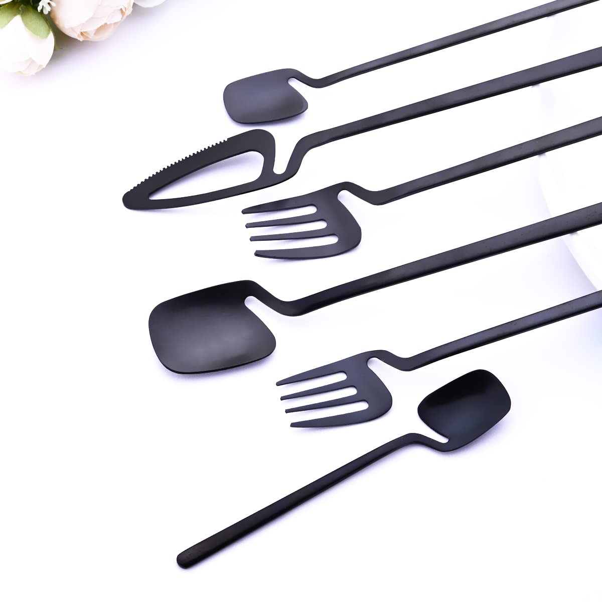 Gugrida 8-Piece Matte Black Dessert Forks Set - 304 Stainless Steel Silverware with Leight Design - Elegant Matte Finish for Kitchen, Restaurant & Home Use - 6.85