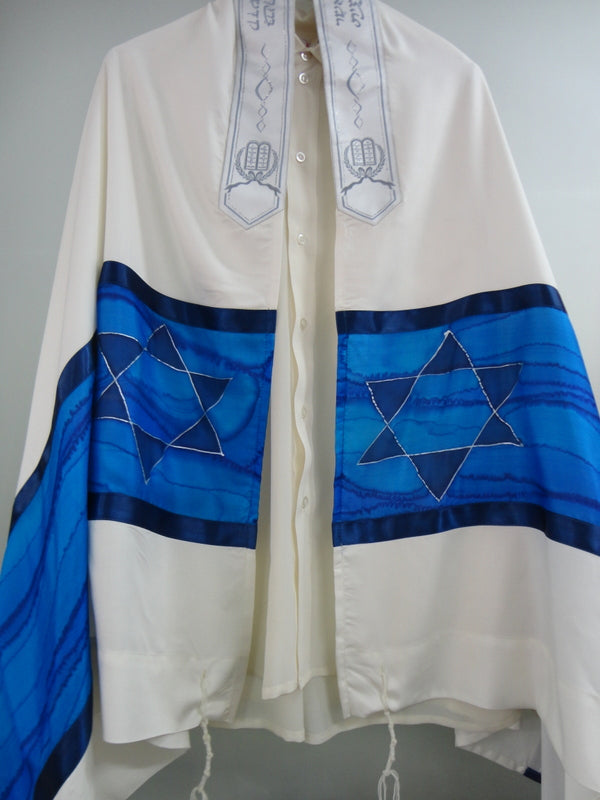 Blue Star of David Tallit - Premium Bar Mitzvah & Wedding Prayer Shawl from Israel | Hebrew Judaica Gift for Religious Ceremonies & Spiritual Worship