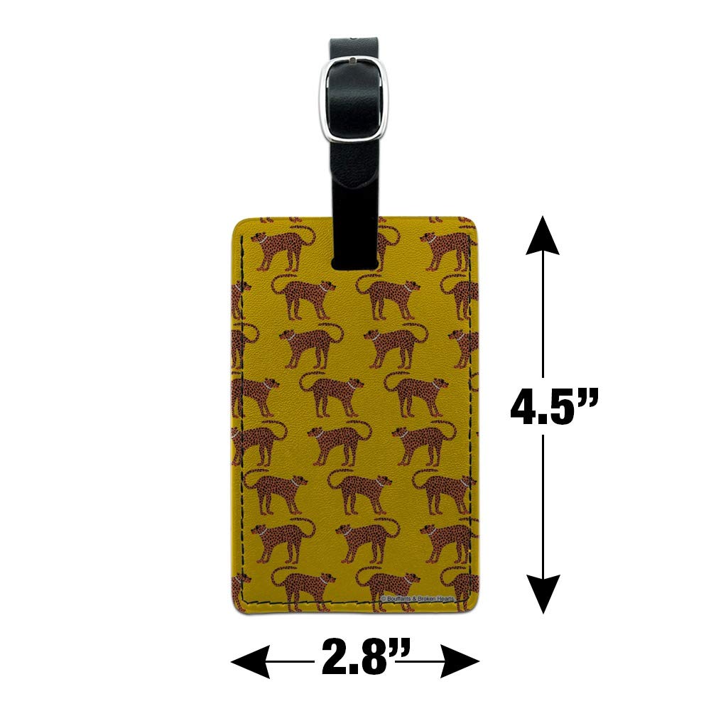 Stylish Cheetah Print Rectangle Leather Luggage Tag - Durable Suitcase ID Card Holder for Carry-On Bags | Perfect for Travel, Business Trips & Vacation Identification