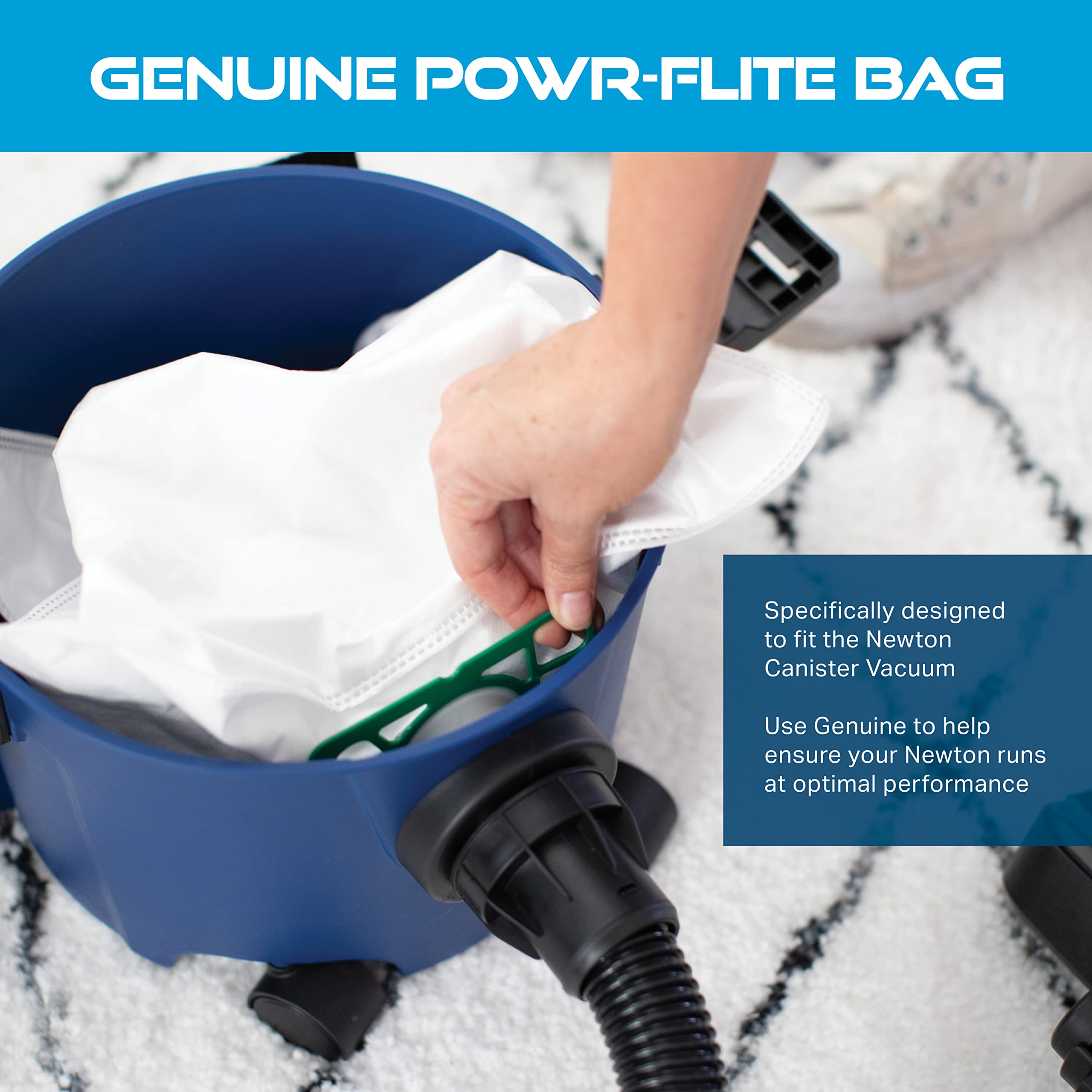 Powr-Flite Newton HEPA Vacuum Filter Replacement Bags (25-Pack) - Compatible with Canister Vacuum Cleaners - X6100 Model - Ideal for Home Cleaning, Pet Hair Removal & Allergen Reduction