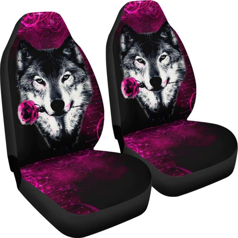Black Rose Wolf Car Seat Covers for Couples - Premium Universal Fit Auto Seat Protectors for Cars, Trucks & SUVs - Romantic Gift for Him & Her - Perfect for Date Nights & Road Trips