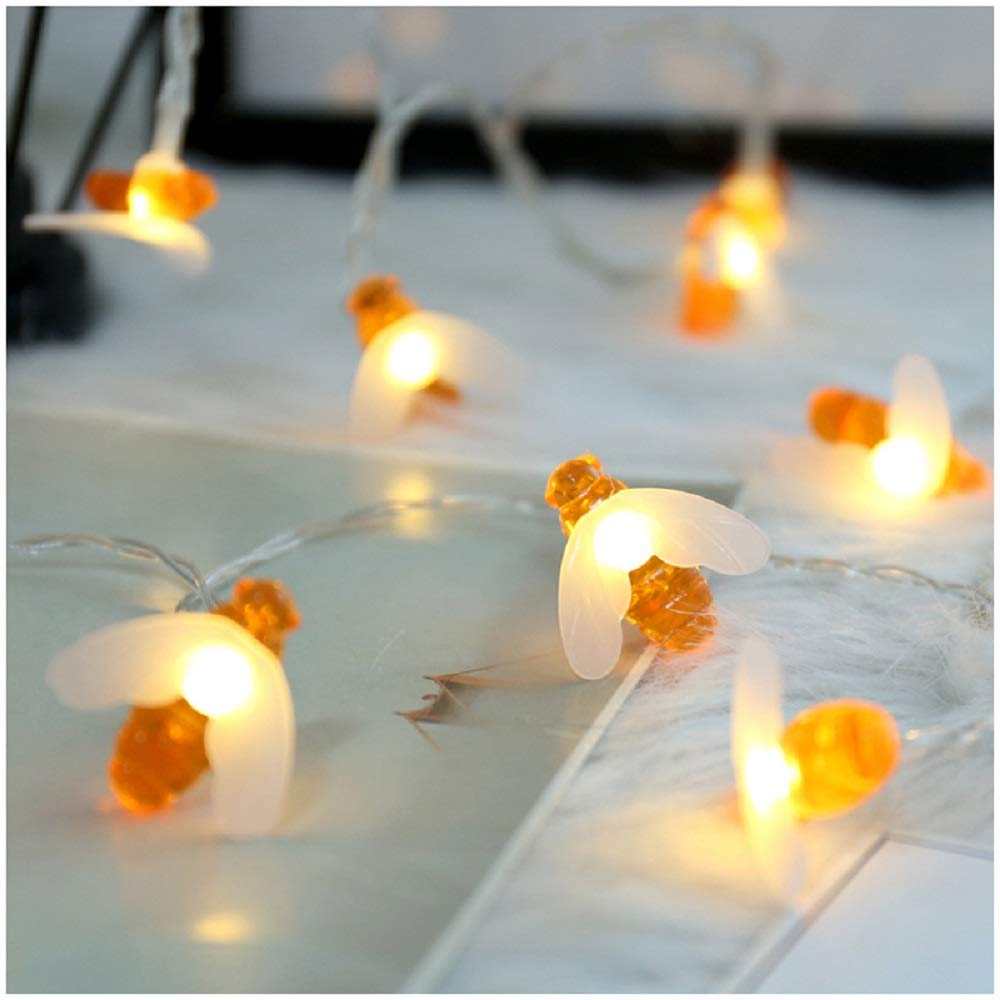 Merdeco 50 LED Honeybee Fairy String Lights - 16ft Warm White for Party & Wedding Decor