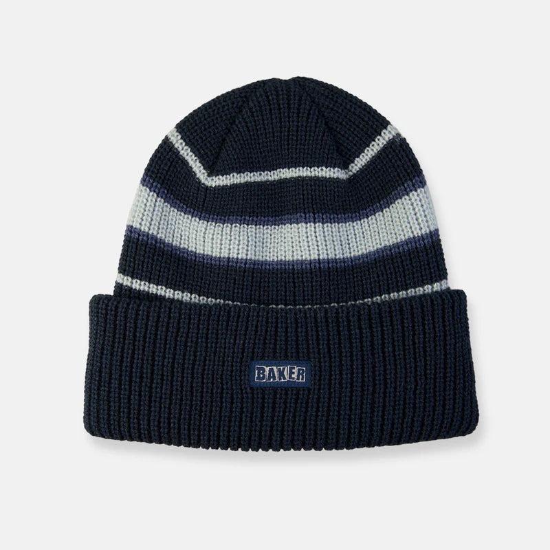 Baker Hassler Beanie - Navy Blue Winter Knit Hat for Men & Women - Soft Warm Fleece Lined Skull Cap for Outdoor Activities, Skiing, Hiking and Cold Weather Fashion