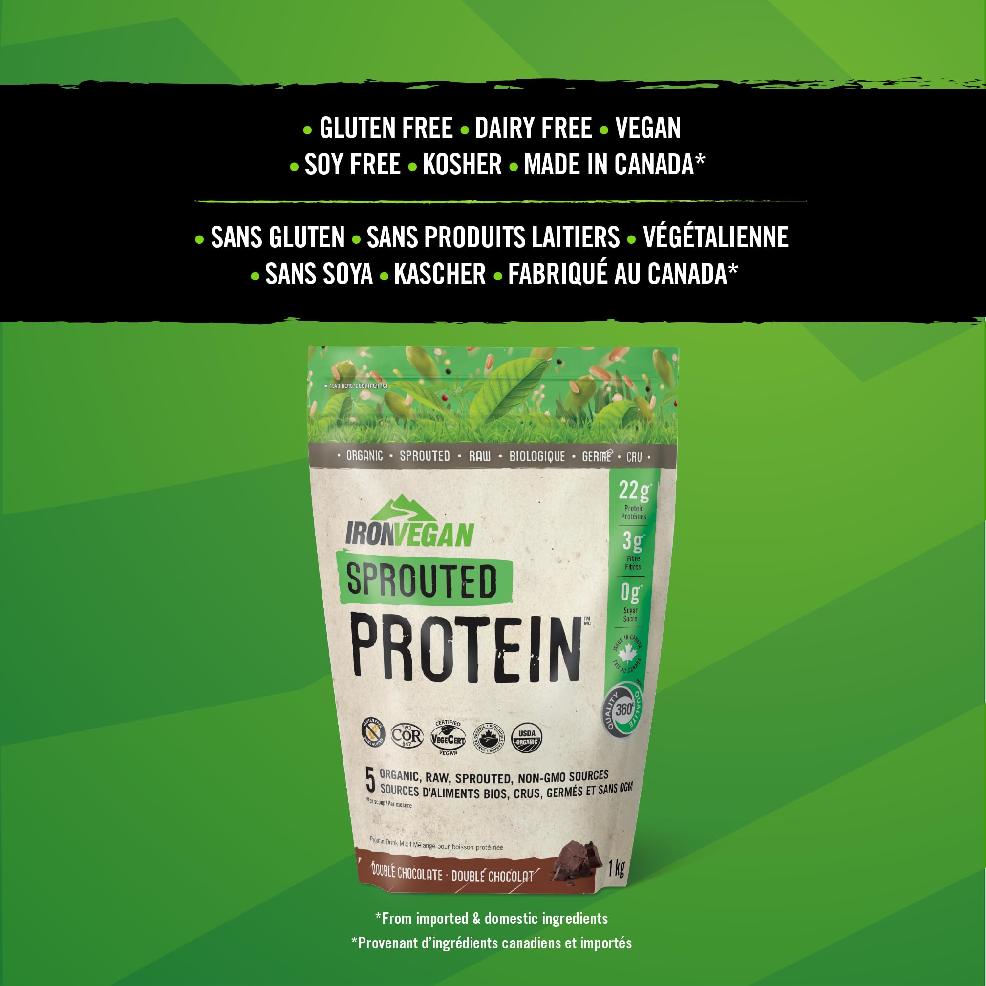 Organic Sprouted Chocolate Protein Powder - 1000g | Plant-Based Vegan Protein for Muscle Recovery & Weight Loss | Perfect for Smoothies, Baking & Post-Workout Shakes