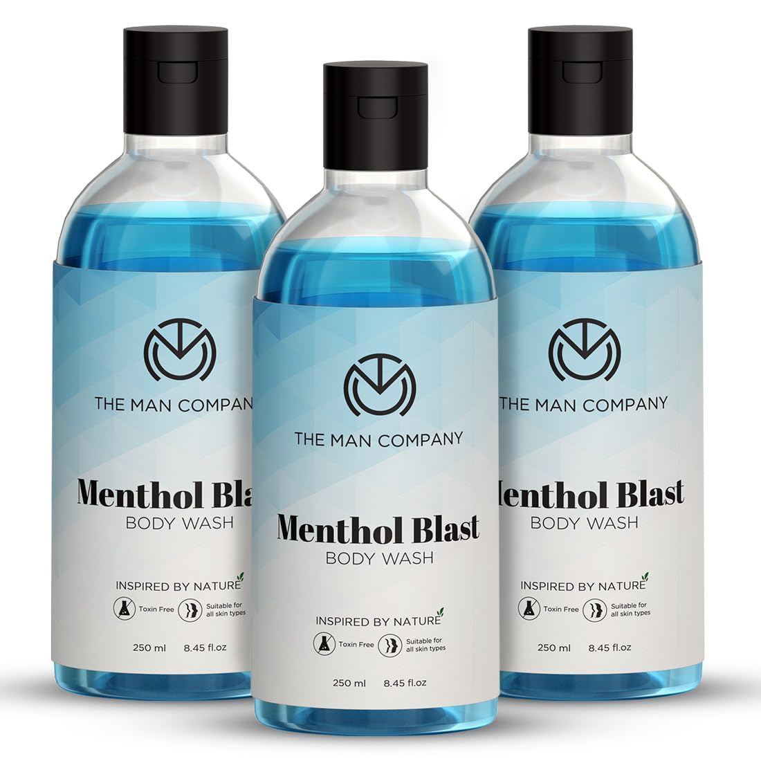 Menthol Blast Perfumed Body Wash for Men - 3 Pack (250ml Each) | Refreshing Shower Gel for Glowing & Cool Skin | Deep Cleansing & Invigorating | Toxin-Free Formula | Perfect for Post-Workout & Morning Refreshment