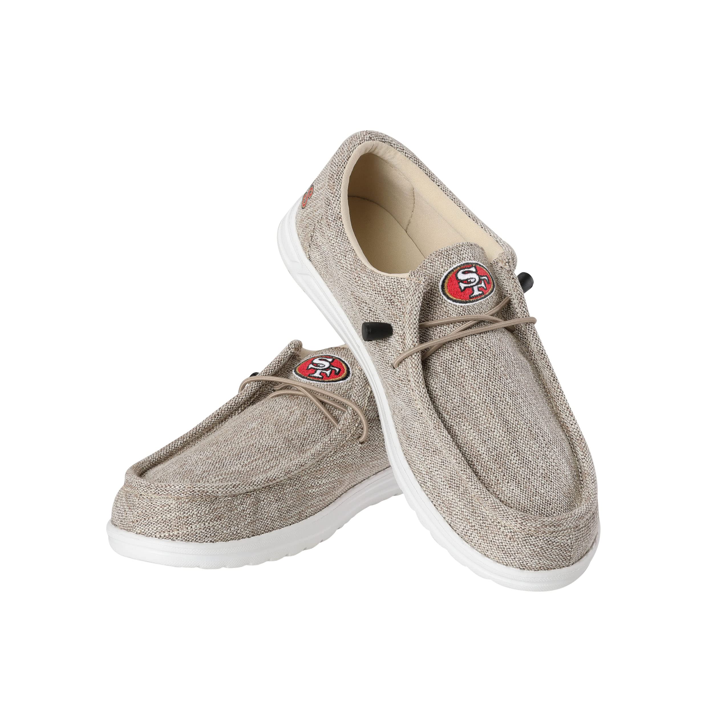 FOCO Men's NFL Team Logo Lightweight Loafers - Breathable Cotton Knit Slip-On Shoes for Casual Wear, Sports & Outdoor Activities