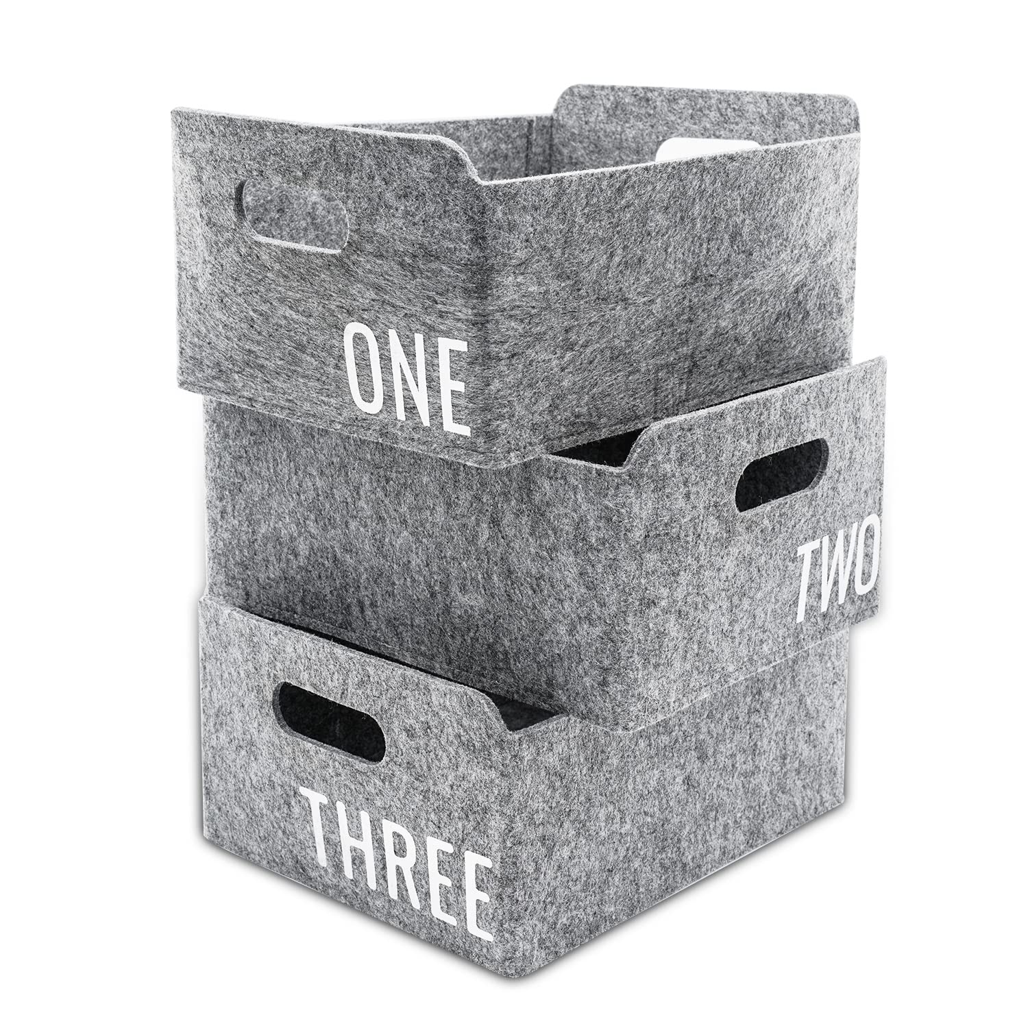 Welaxy Collapsible Storage Baskets - Foldable Felt Organizer Bin for Kids Toys, Books, Clothes & Socks | Space-Saving Home & Office Organization Solution | Perfect for Nursery, Playroom & Closet Storage (Set of 1, 2 or 3)