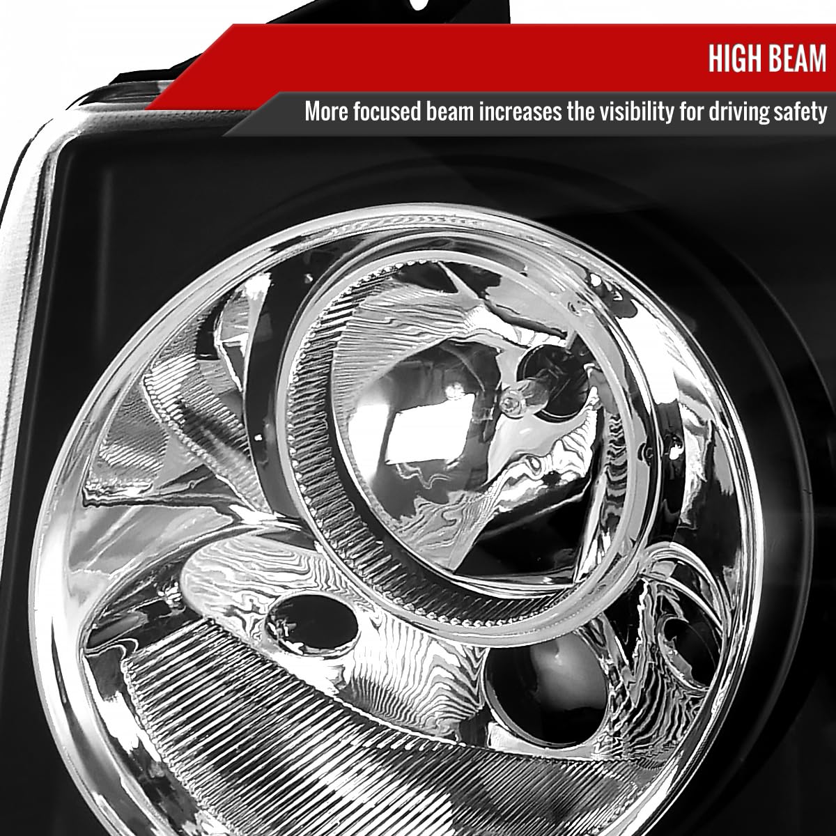 2005-2010 Car Black Projector Headlights - Left & Right Pair for Improved Night Driving & Style Upgrade | Perfect for Sedans, SUVs & Trucks