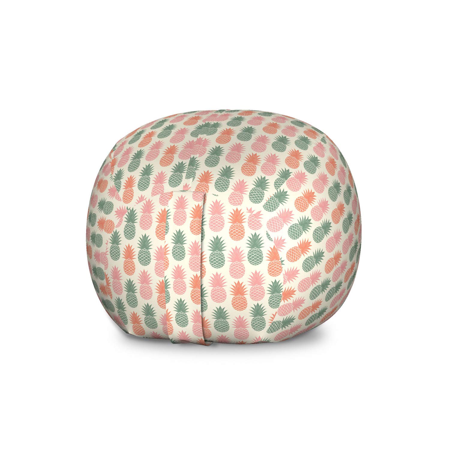 Ambesonne Vintage Toy Storage Bag Chair - Colorful Pineapple Silhouette Design on Beige Background, Large Washable Stuffed Animal Organizer | Kids Room Decor, Playroom Storage, Nursery Organization