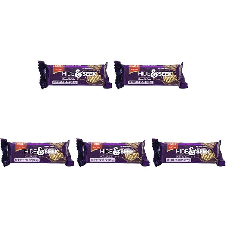 Pack of 5 - Parle Hide & Seek Chocolate Chip Cookies - 82.5g (2.9oz) - Crunchy Biscuits for Snacking, Lunchboxes & Tea Time | Indian Cookies for Kids & Adults