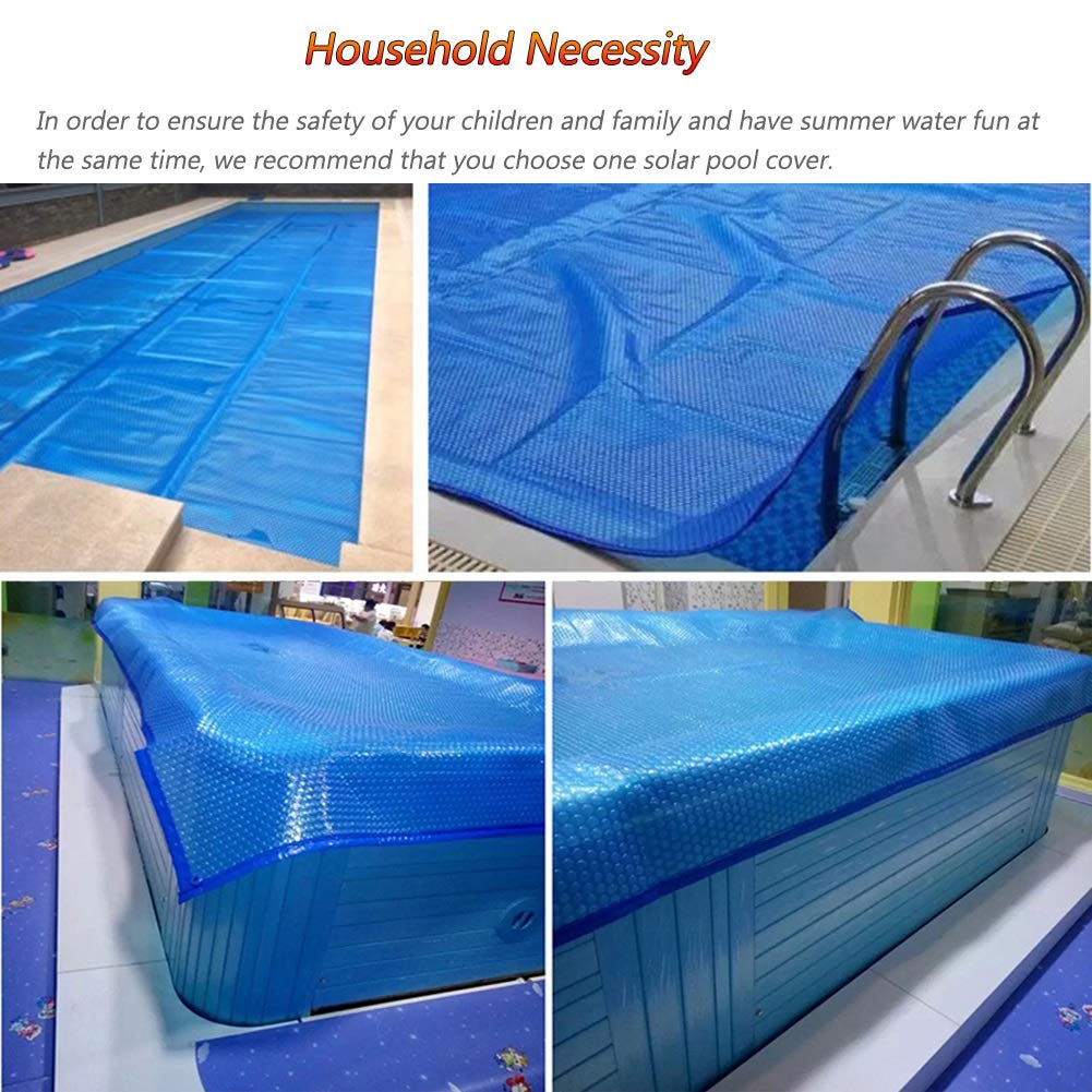 YXX Solar Pool Cover - 400g/m² Blue Bubble Insulation Blanket for In-Ground & Frame Pools (6.5×26ft/2×8m) - Reduces Heat Loss & Keeps Water Clean | Perfect for Summer Swimming & Winter Protection