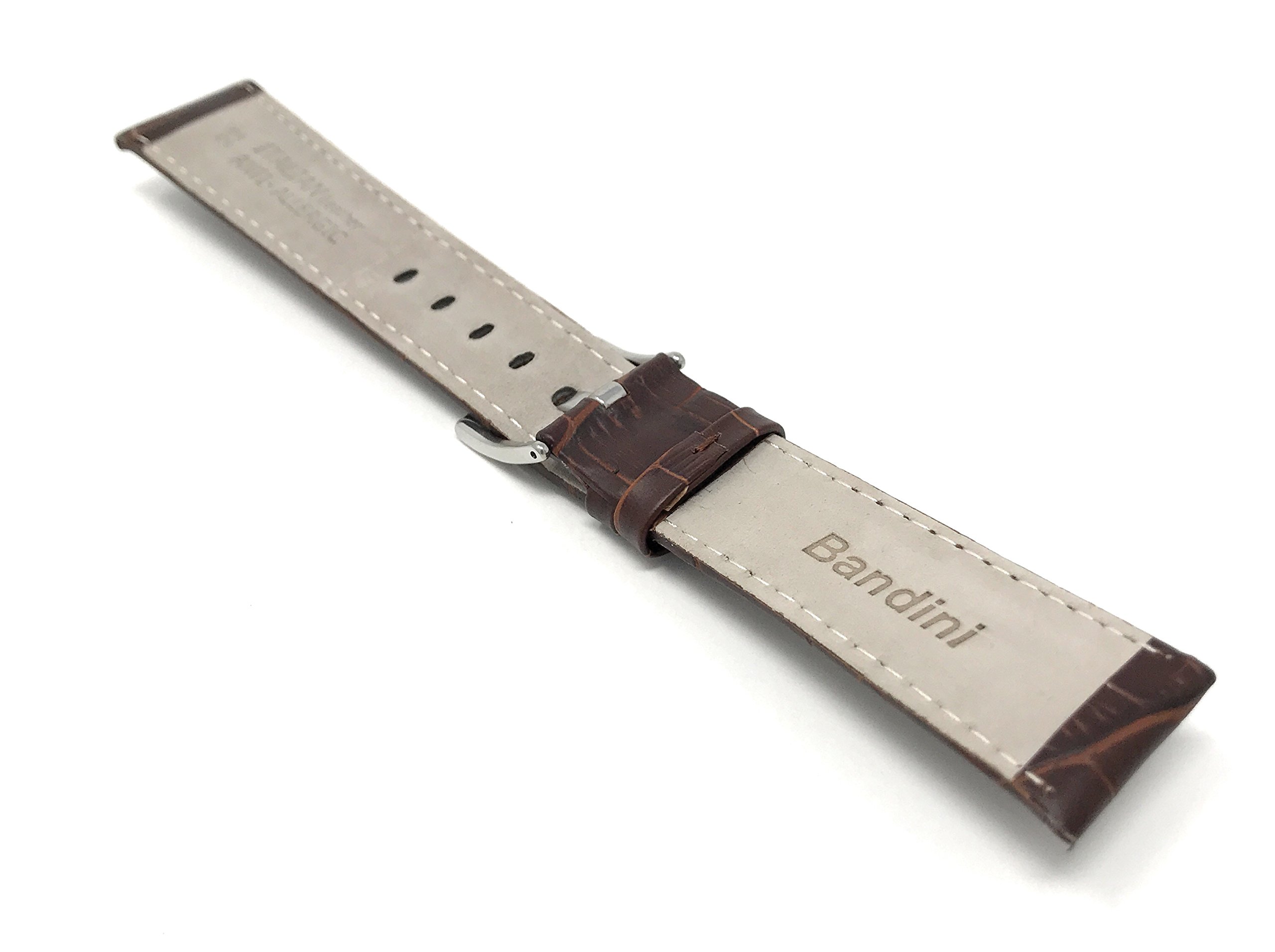 20mm Alligator Leather Watch Band for Men - Brown Strap Replacement for Classic & Smart Watches - Perfect for Office & Casual Wear