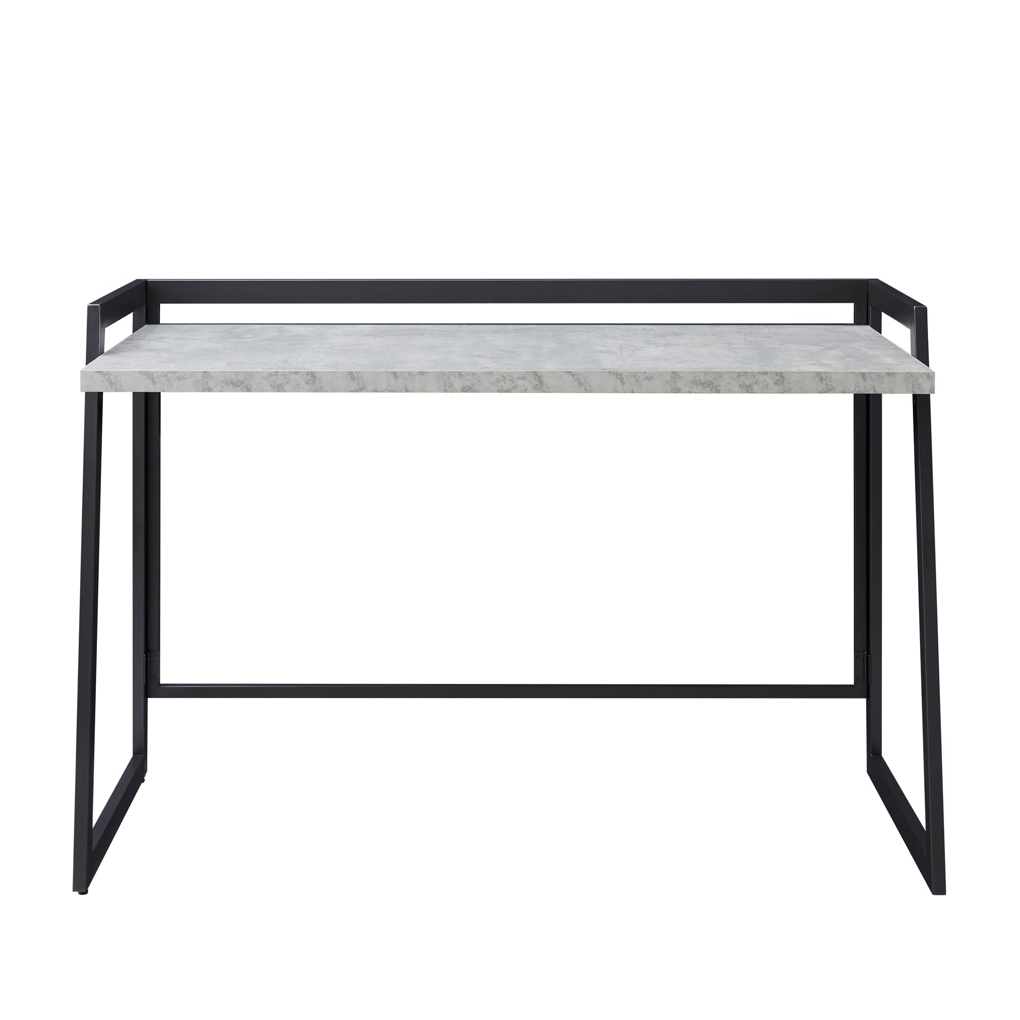 Leick Home 70004-CCGM Modern Mixed Metal and Wood Desk with Concrete Top & Gunmetal Frame - Perfect for Home Office, Study Room or Workspace