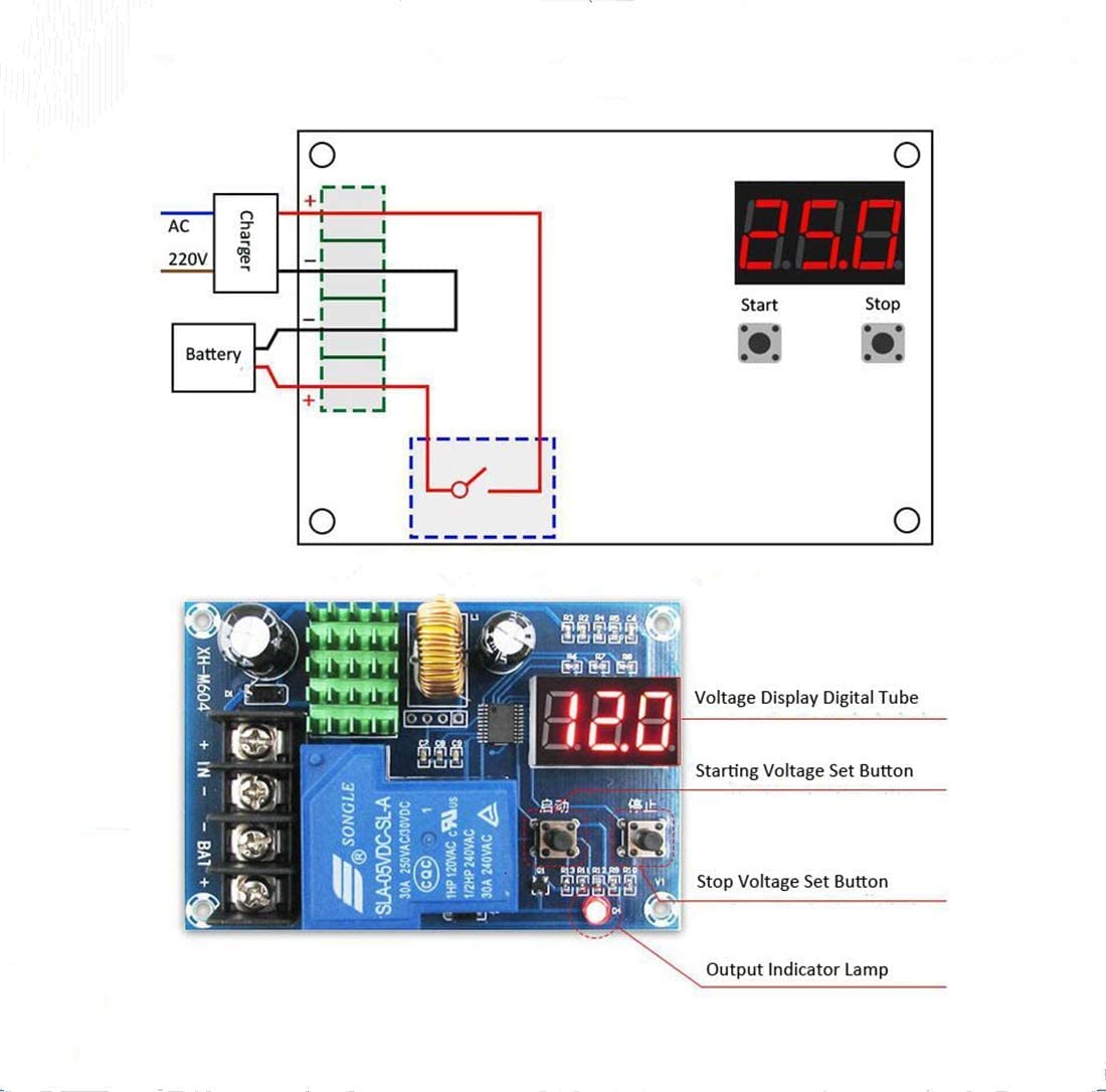 REES52 XH-M604 6-60V Digital Display Battery Charger Protection Board - DC Charging Control Module for Home, Solar Power, RV, DIY Projects | Perfect for Lithium Battery Charging, Solar Panel Systems & Power Banks