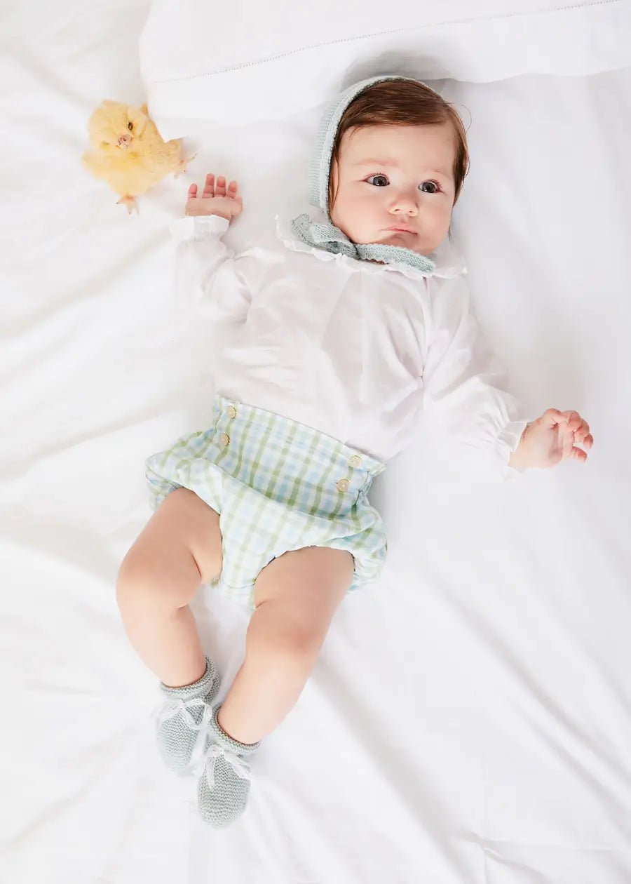 Maxwell Green Gingham Baby Bloomers with Button Detail - 18 Months - Soft & Comfortable for Playtime, Photo Shoots & Special Occasions