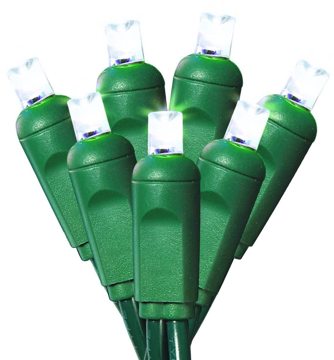 50 LED Cold White Christmas Lights 17ft - Green Wire Fairy Starry Mini String Lights with Plugin, IP64 Waterproof for Indoor & Outdoor Use - Perfect for Xmas Tree, Wedding, Halloween, and Party Decorations