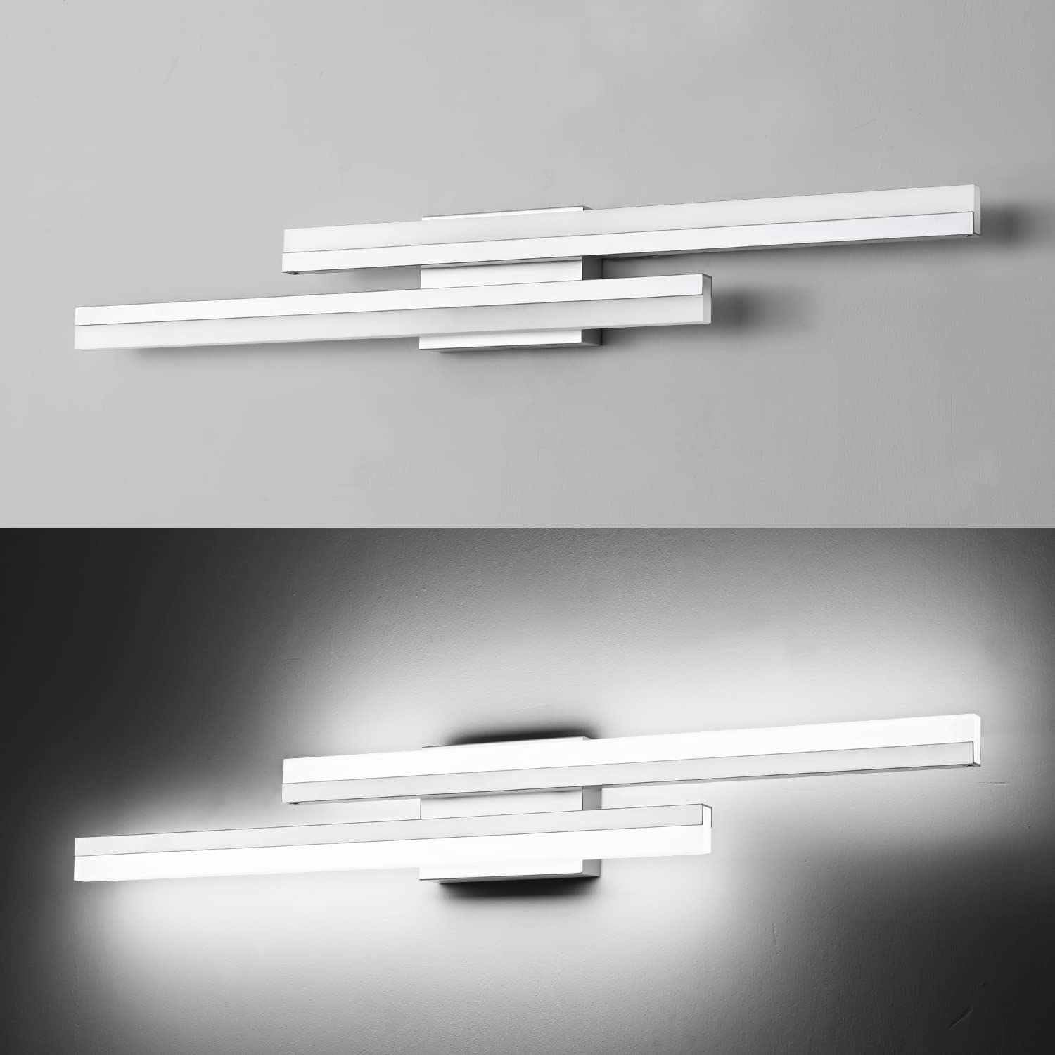 32 Inch Modern LED Bathroom Vanity Light Fixture - Silver Bathroom Lighting with 6000K Cool White - Perfect for Bathroom, Powder Room, and Dressing Area Illumination