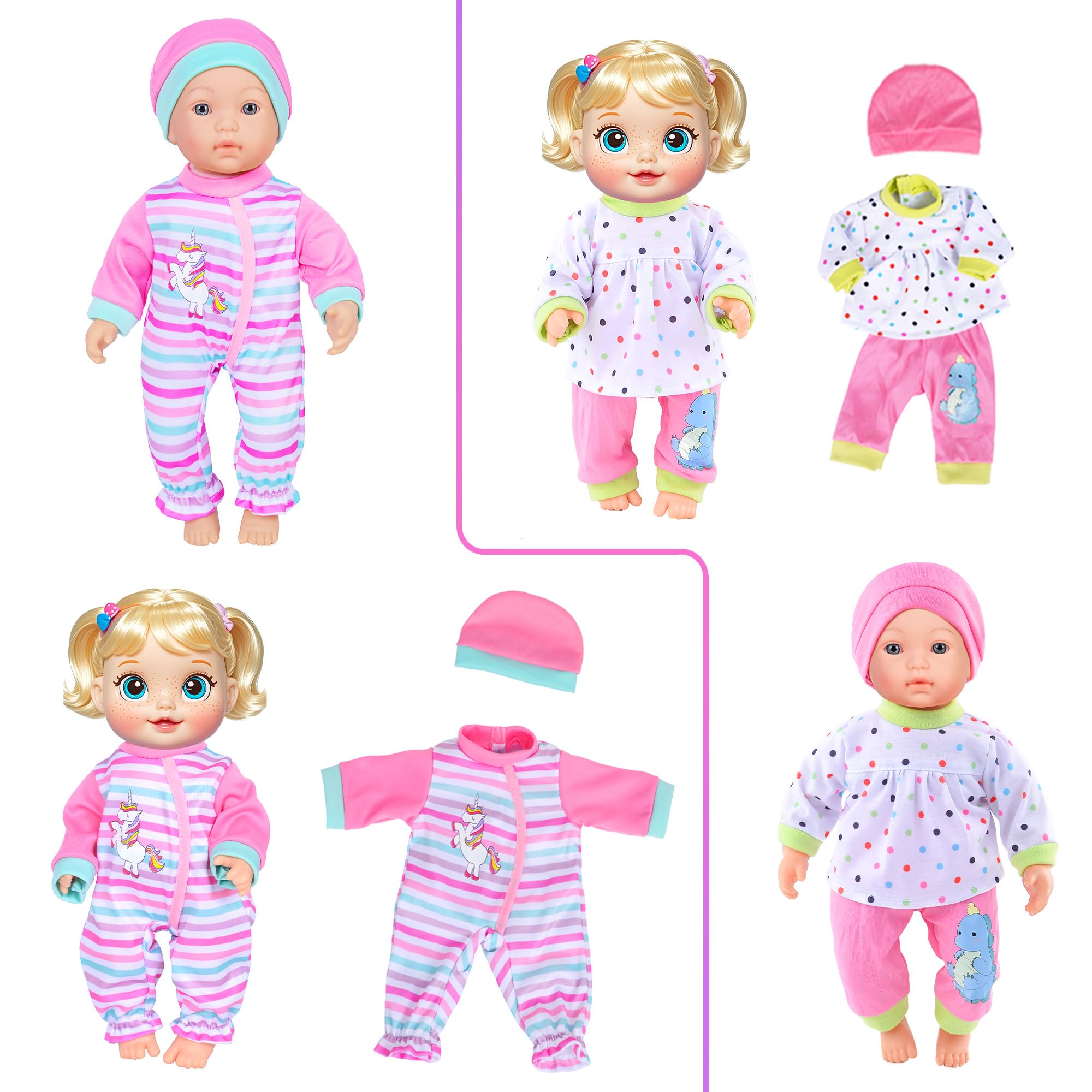 7 Sets of Adorable Doll Clothes with Hats & Headbands - Perfect for 10