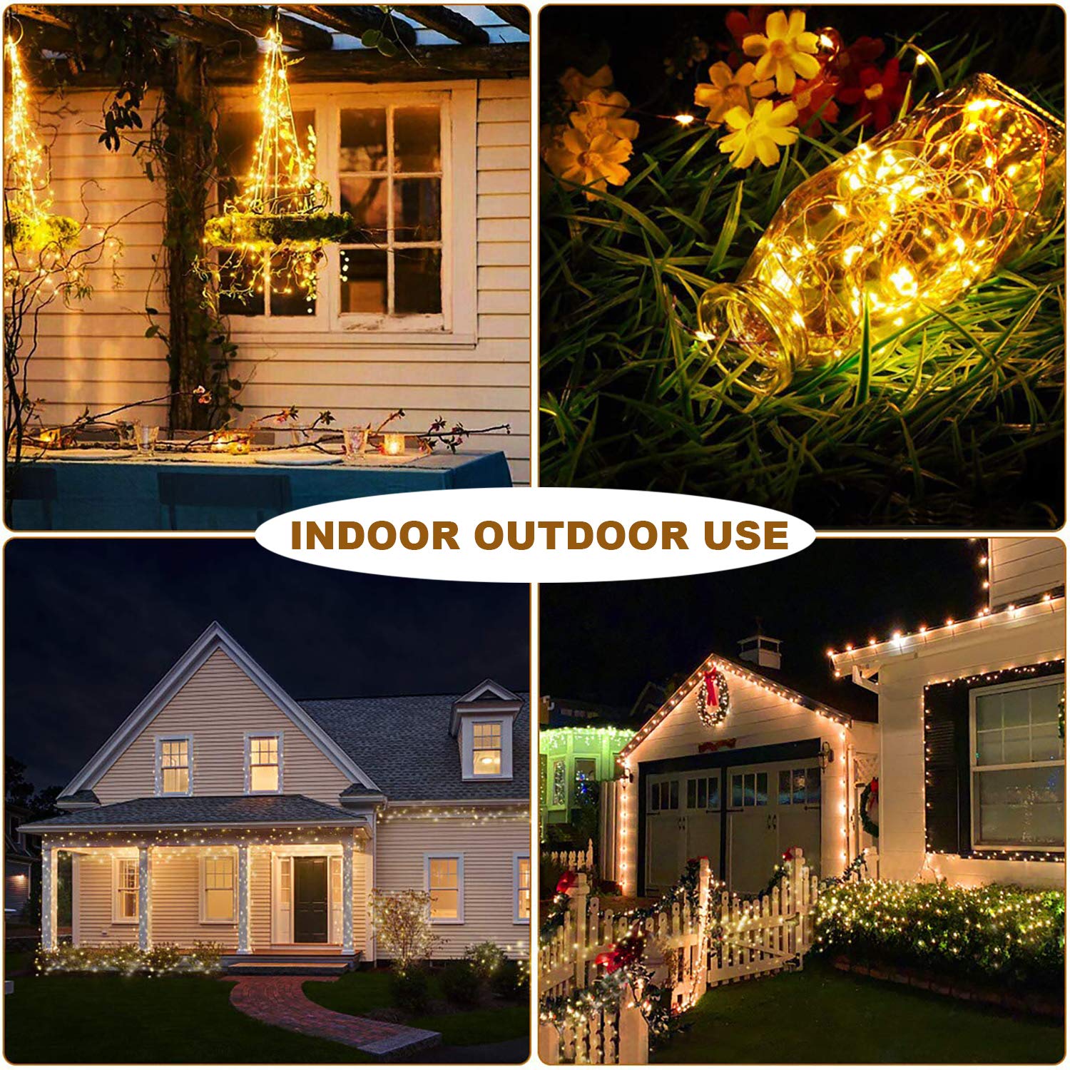 MUMUXI 4 Pack 20 ft Battery Operated Fairy String Lights with Remote Control & Timer - 60 LED Twinkle Lights, Waterproof Outdoor Copper Wire Firefly Lights in Warm White - Perfect for Bedroom, Wedding, Party, Garden, and Christmas Decorations