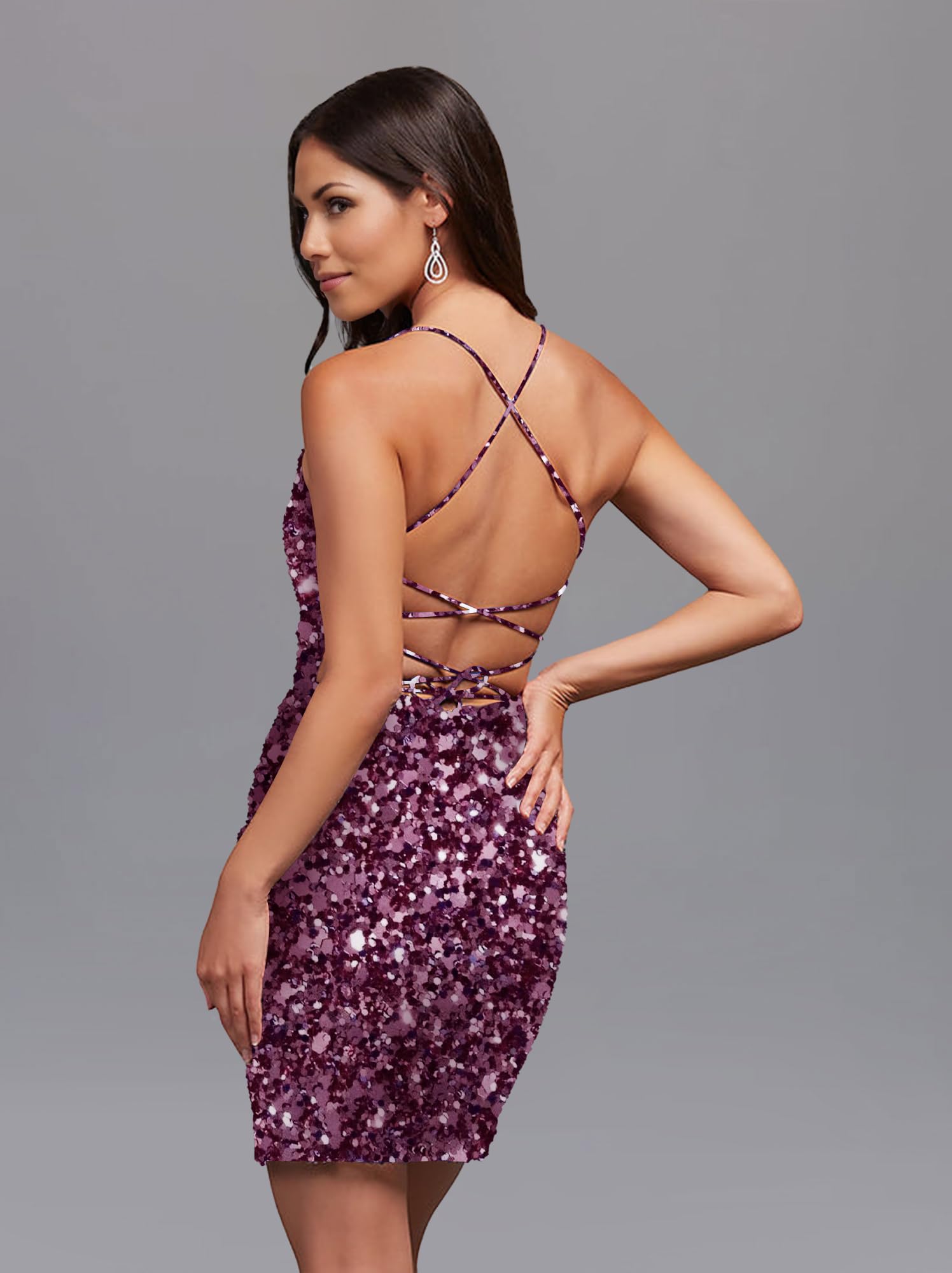 JAEDEN 2025 Short Sequin Homecoming Dress for Teens - Sparkly Spaghetti Strap Prom Dress for HOCO, Party & Special Occasions