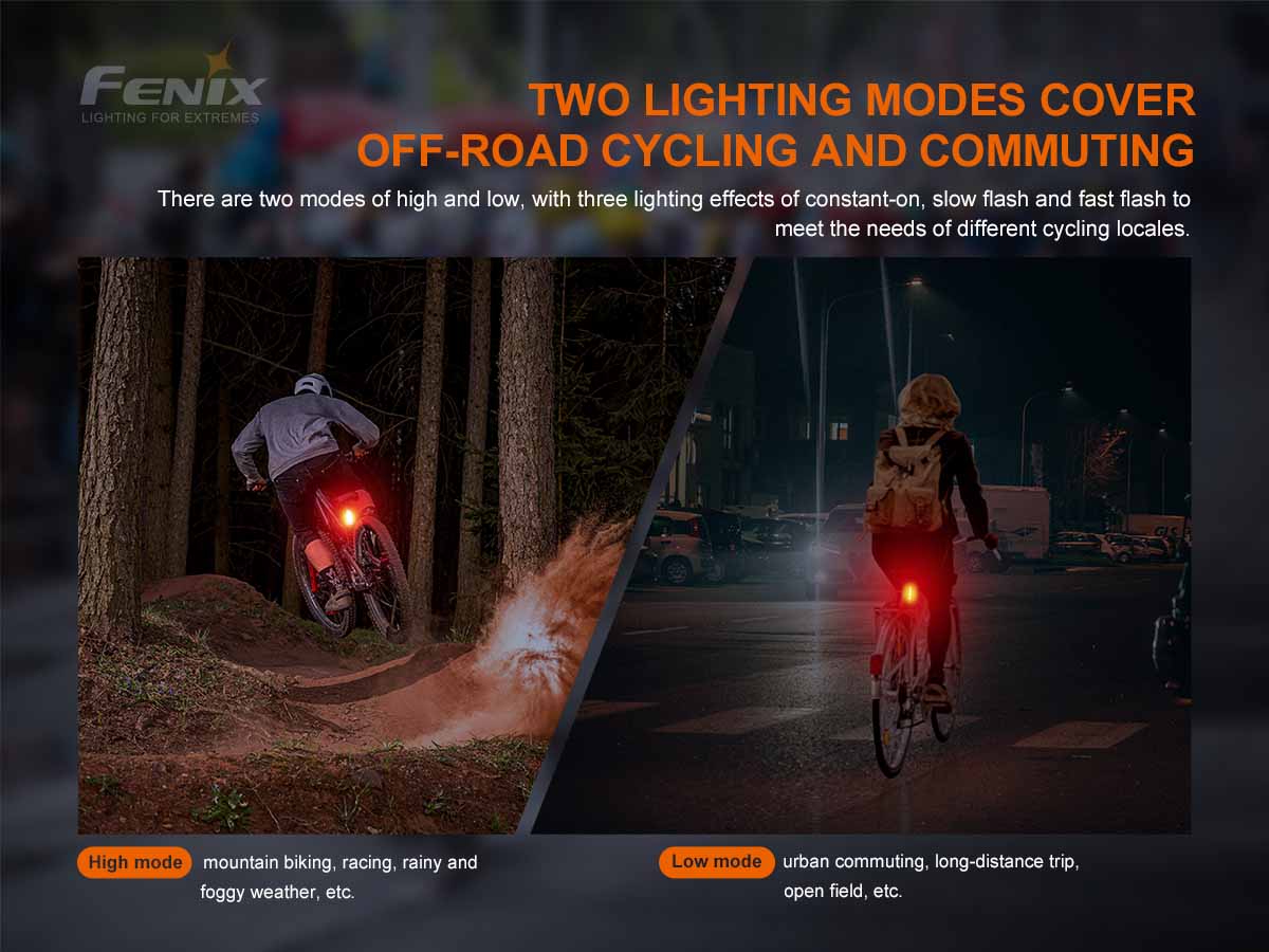 Fenix BC05R V2.0 Rechargeable Bike Taillight - 300 Lumen LED Bicycle Rear Light with 5 Lighting Modes, USB-C Charging, IP66 Waterproof for Night Cycling, Commuting & Mountain Biking