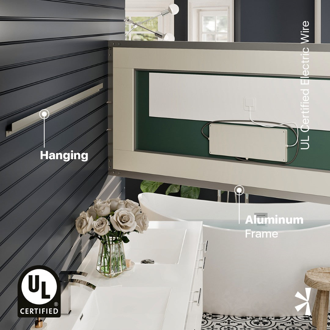 Eviva Lite 60 x 30 Inch Frameless Rectangular Bathroom Mirror - Perfect for Vanity, Gym, and Home Decor