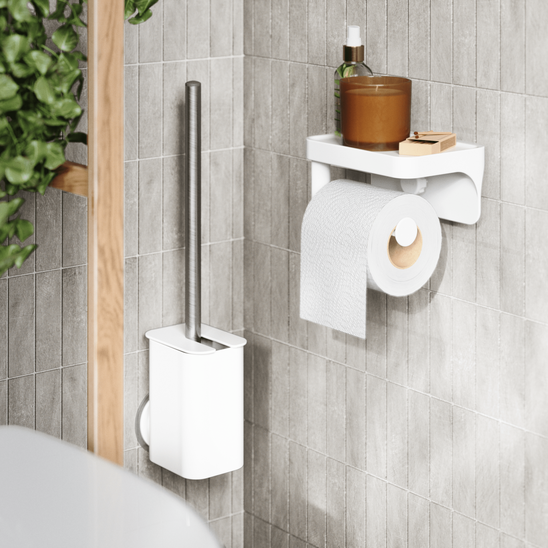 Flexible Adhesive Toilet Brush - Strong Grip, Easy to Install, No Drilling Required - Perfect for Bathroom, RV, Boat & Small Spaces Cleaning