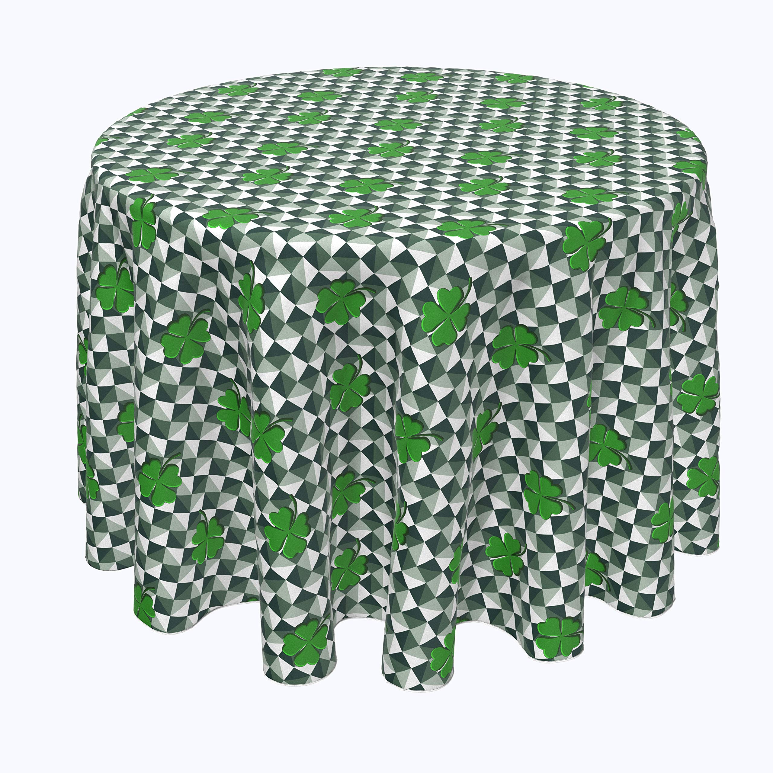 Machine Washable 100% Milliken Polyester Tablecloths & Table Runners Set - Infinity Shamrock Pattern (70