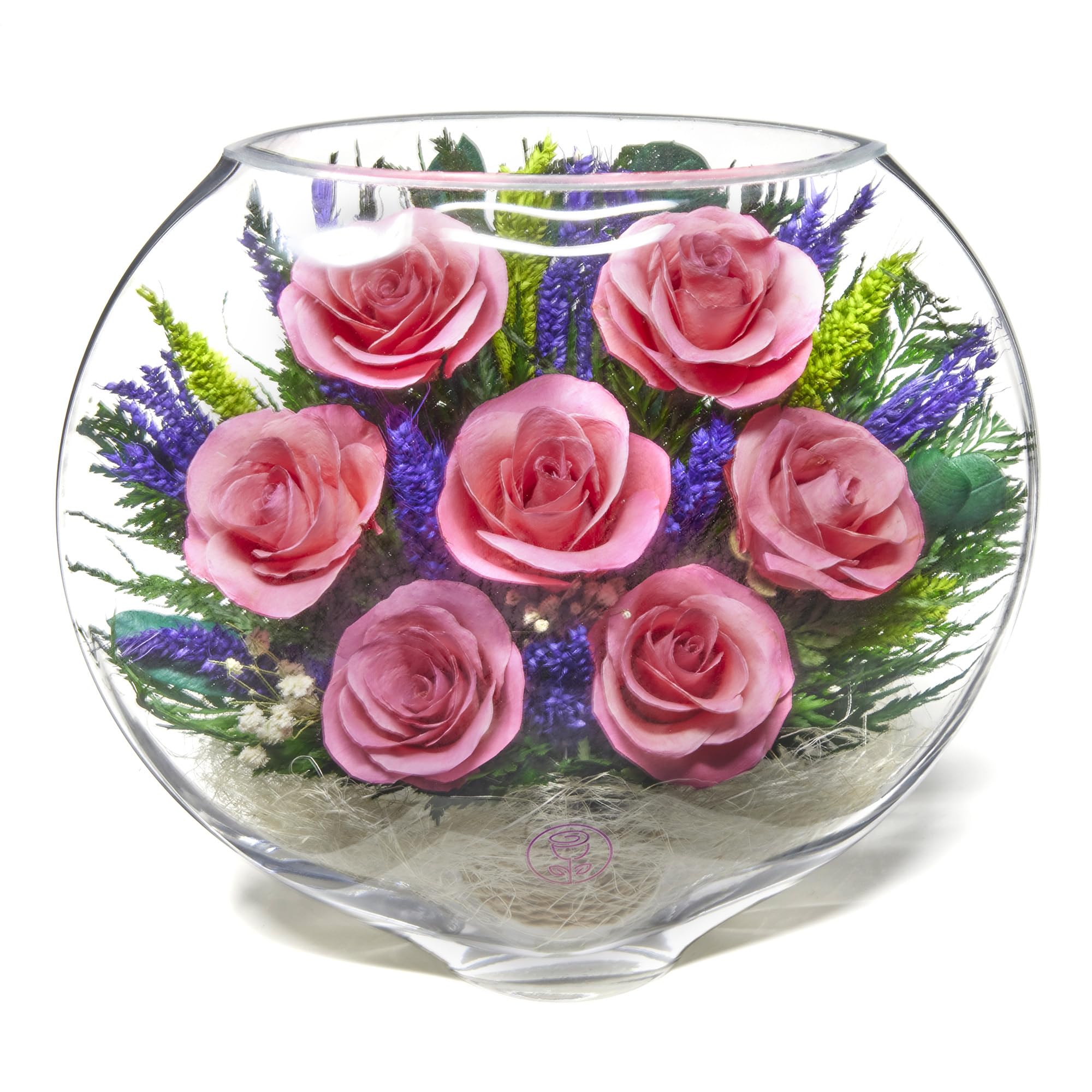 Long-Lasting Preserved Roses in Glass Vase - Fresh Cut Flowers That Stay Beautiful for 5+ Years | Waterless, Allergy-Free Bouquet | Perfect Romantic Gift for Anniversary, Valentine's Day & Home Decor (Serenade Pink)