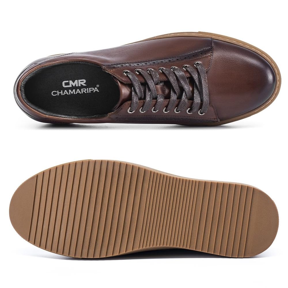 CHAMARIPA Men's Invisible Elevator Shoes - Height Increasing Sneakers with Hidden Heel (Adds 2-3 Inches) - Comfortable Lifting Shoes for Work, Dating & Formal Events