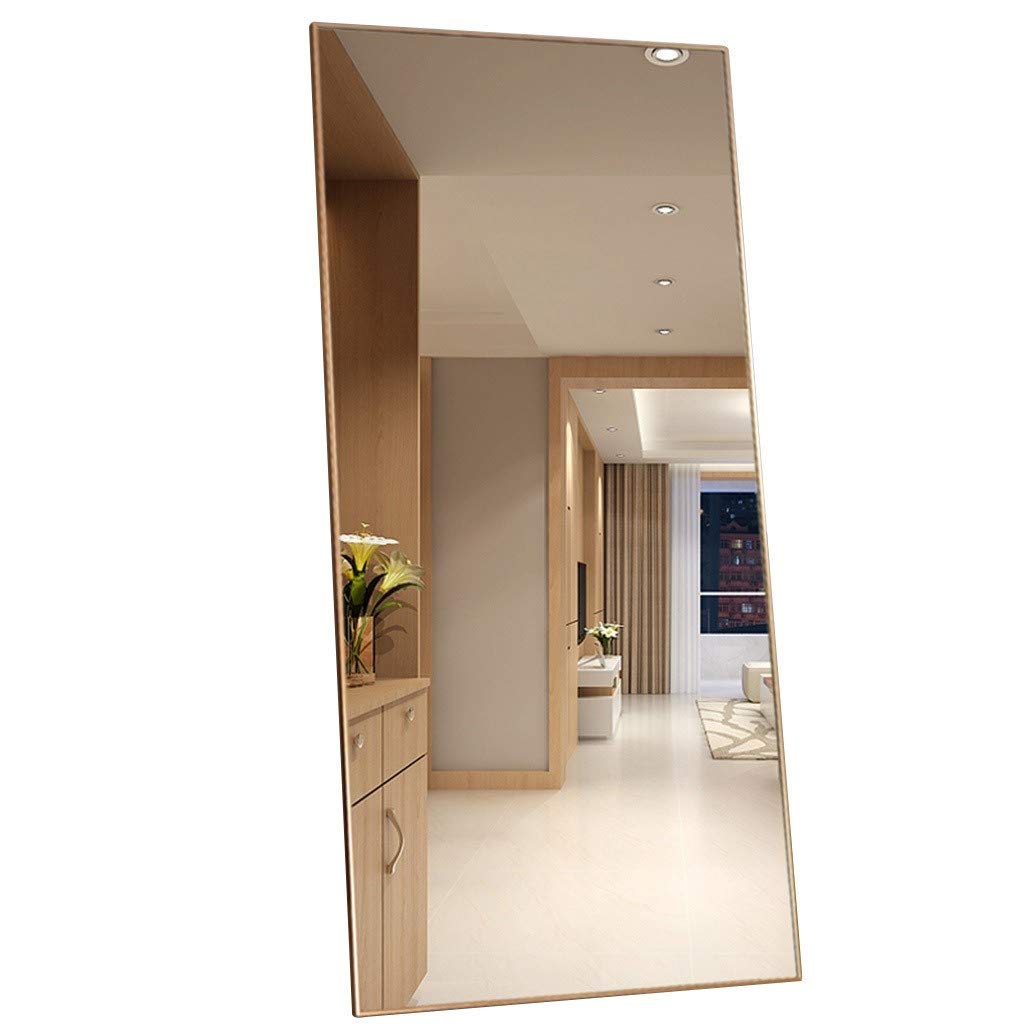 Xing Hua Shop Full-Length Mirror - 59 Inch Aluminum Alloy Floor Standing Mirror with Explosion-Proof Design, Wall Mounted or Freestanding Dual Use Dressing Mirror (Gold, 150x50cm) - Perfect for Bedroom, Living Room & Closet Organization