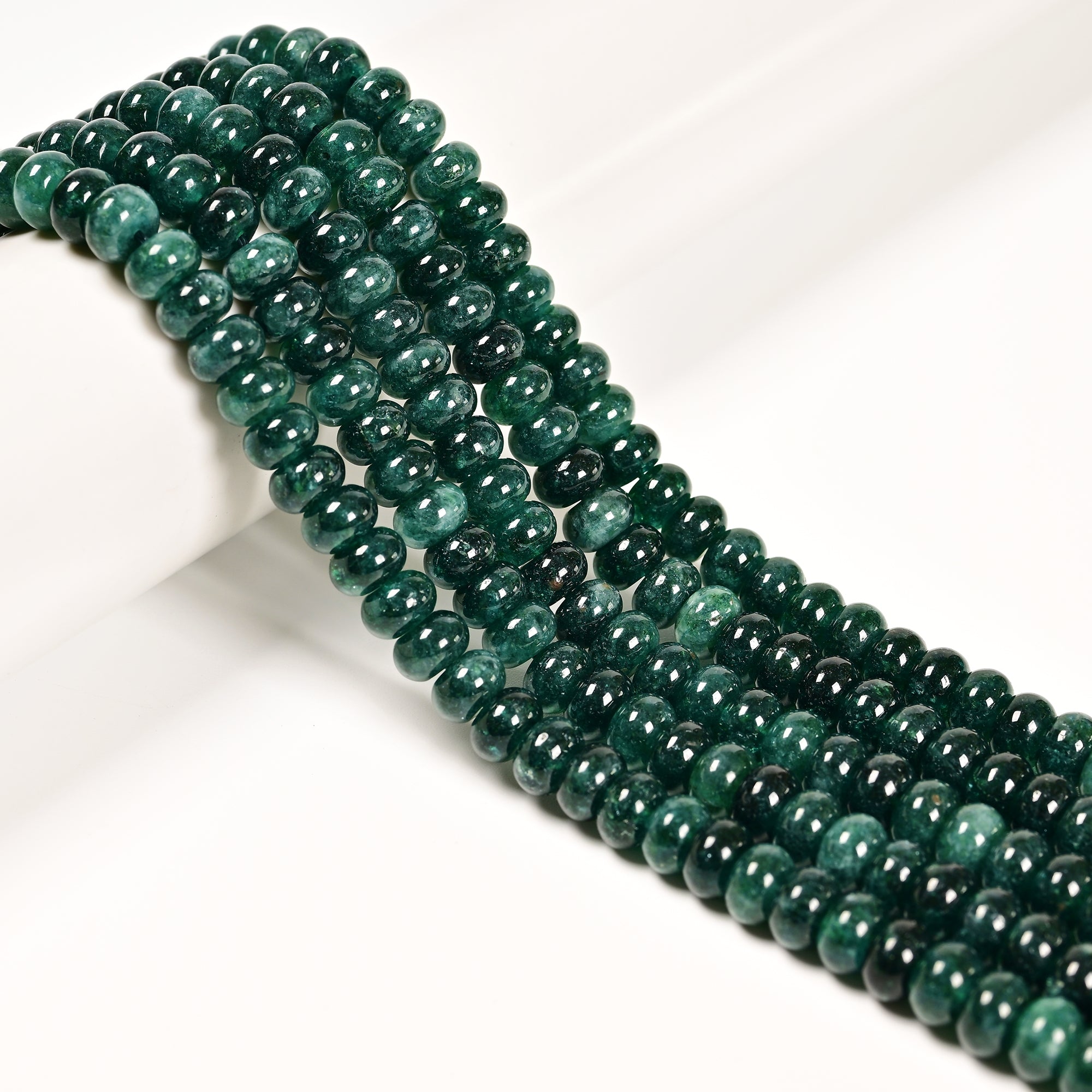 Natural Dark Green Dyed Jade Smooth Rondelle Beads 5x8mm (15.5 Inch Strand) for Jewelry Making, DIY Bracelets & Necklaces - Perfect for Crafting, Beading Projects and Gift Making
