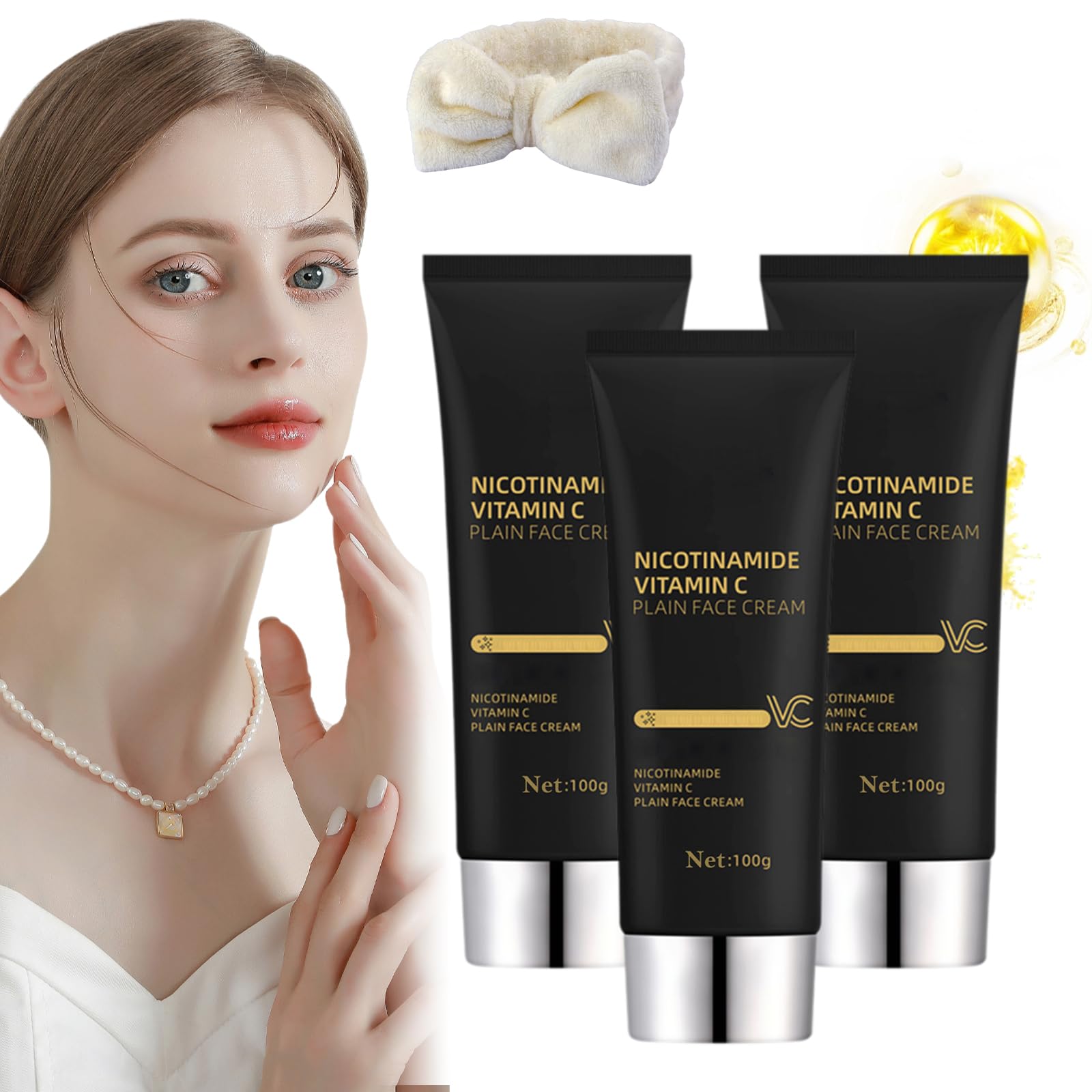 Nicotinamide & Vitamin C Brightening Face Cream - Dark Spot Corrector & Hydrating Moisturizer for Glowing Skin (3-Pack) | Day & Night Use for All Skin Types
