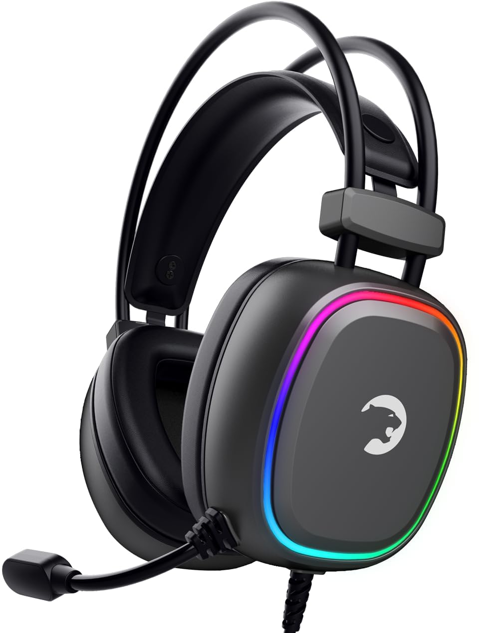 GAMEPOWER Raijin USB Gaming Headset with Microphone - 7.1 Surround Sound, RGB Lighting, 50mm Neodymium Drivers for PC, Laptop - Perfect for FPS, MOBA & Streaming Games (2m Wired Over-Ear Headphones)