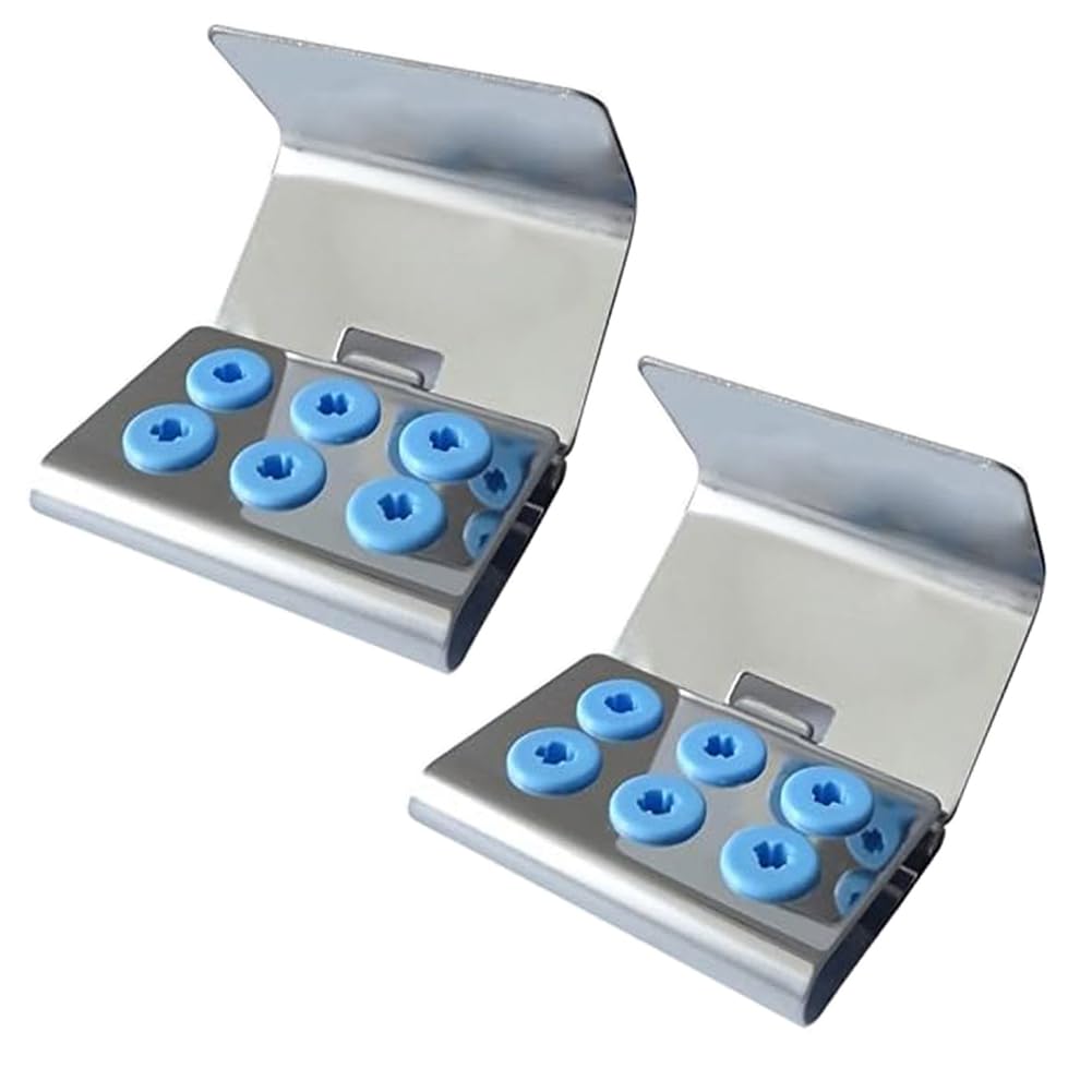 Professional Dental Ultrasonic Scaler Piezo Holder Kit - Stainless Steel with Cover for 6 Tips/Burs (2PCS) - Ideal for Dental Clinics, Teeth Cleaning & Oral Hygiene Procedures