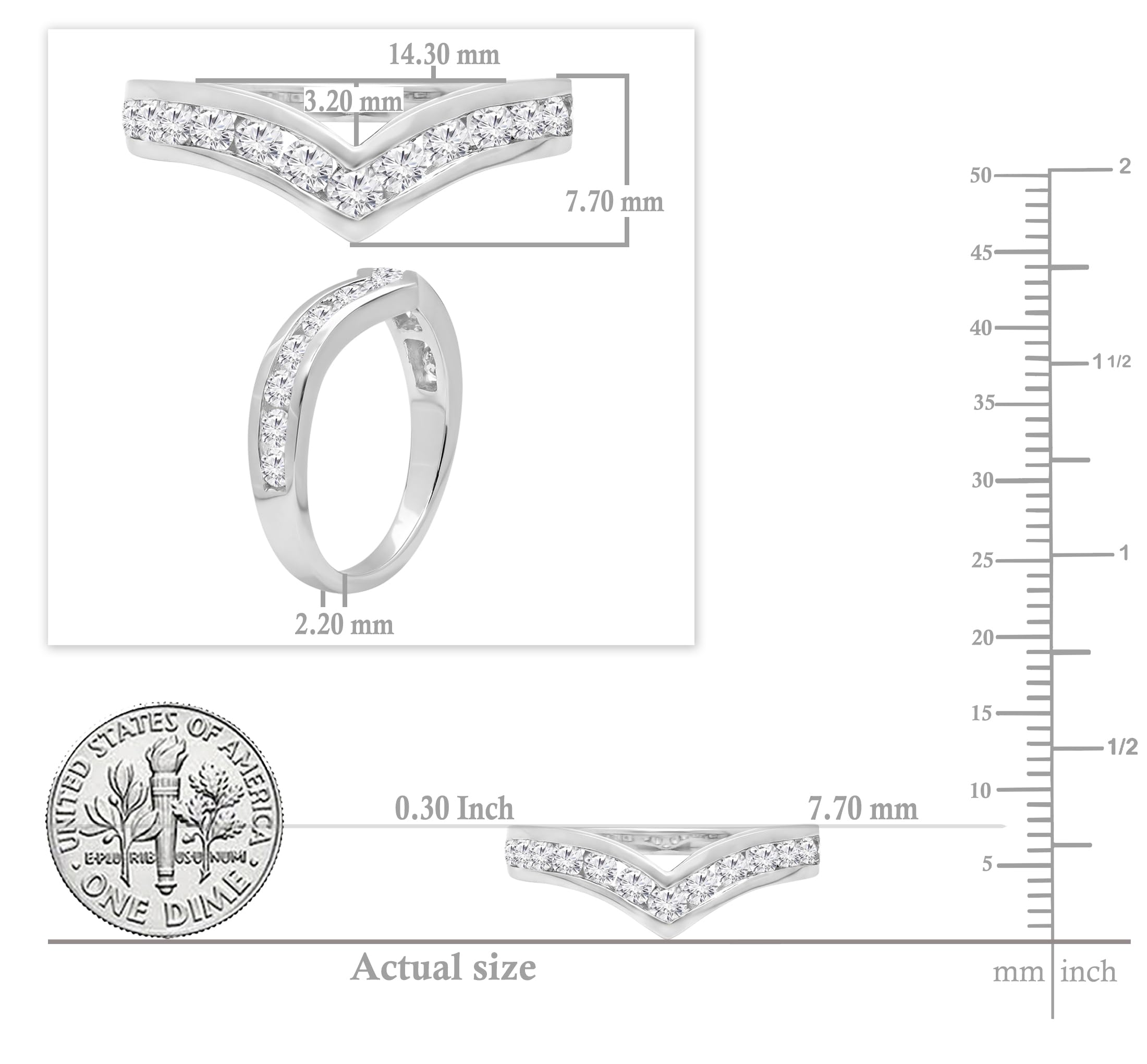 14K Gold Diamond Chevron Band for Her - Anniversary & Stackable Ring