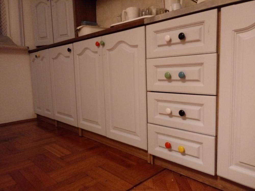 32mm Ceramic Cabinet Knobs - 10 Pack Blue Round Drawer Pulls for Kitchen, Dresser & Wardrobe - Durable & Stylish Hardware for Home & Office Furniture