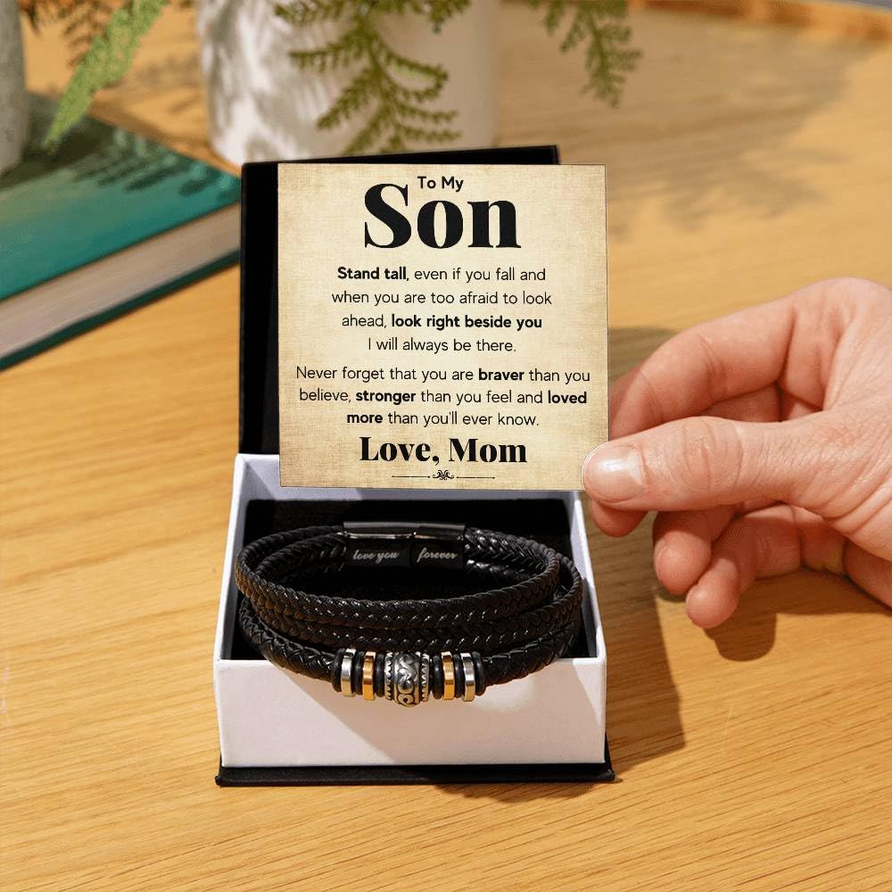 Personalized Engraved Bracelet for Son - Custom Name & Message Birthday Gift with Card & Gift Box - Perfect for Birthdays, Father's Day & Special Occasions