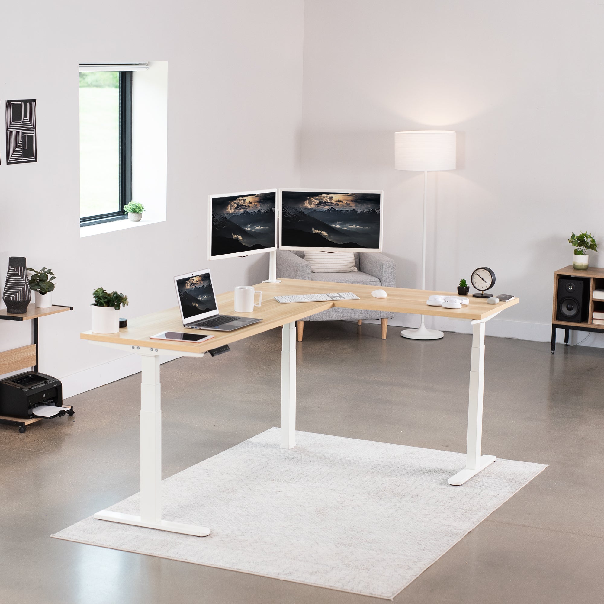 3E Series Triple Motor Electric Standing Desk - Adjustable Height Corner Workstation for Home & Office - Perfect for Ergonomic Workspaces, Gaming Setups & Small Spaces