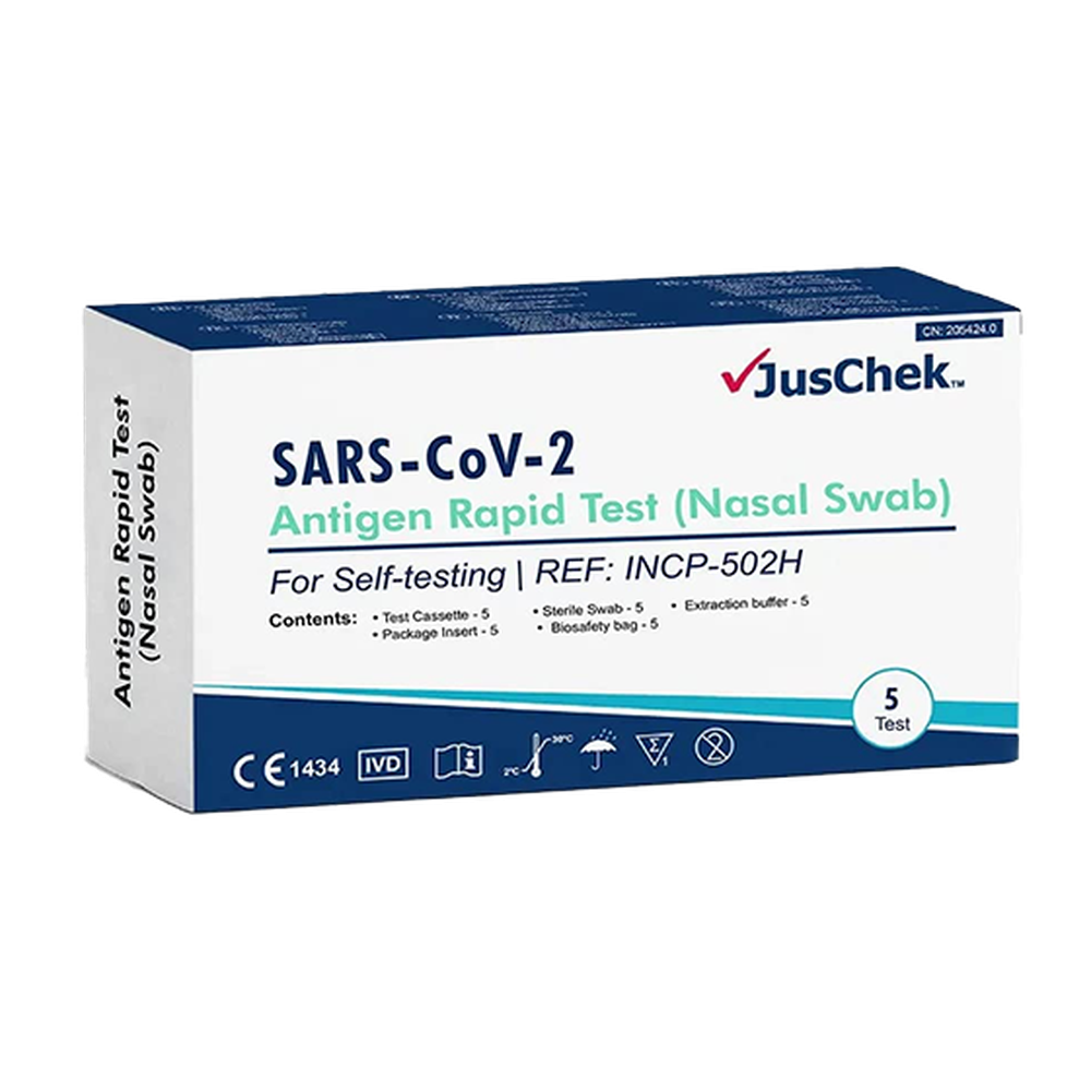 5-Pack Nasal Rapid Antigen COVID-19 Self Test Kit for Home Use | Fast & Accurate Results | Travel & Workplace Screening