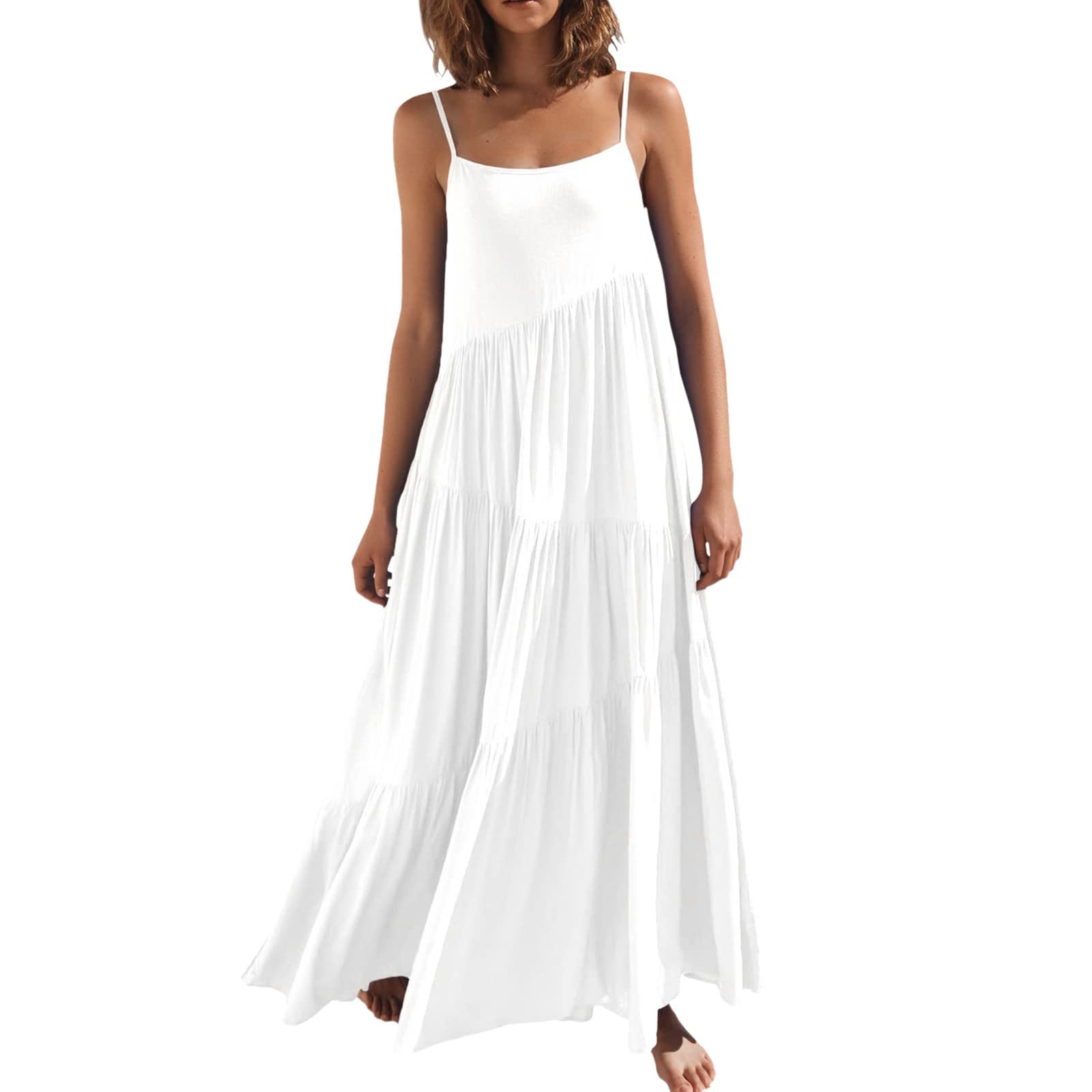 Women's Summer Casual Loose Spaghetti Strap Mini Dress - Beach Cover Up, Long Sleeve Flowy Maxi Dress for Women | Perfect for Beach Vacations, Pool Parties & Summer Outings
