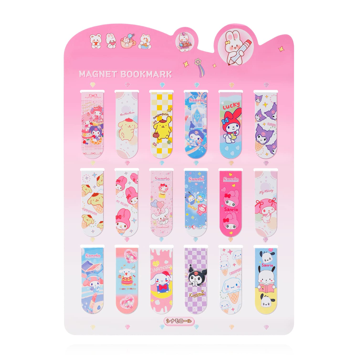 18-Piece Anime Magnetic Bookmarks Set - Cute Kitty Design Book Page Markers for Manga & Novel Readers - Perfect Gift for Anime Fans (Study, Office, Reading Accessories)