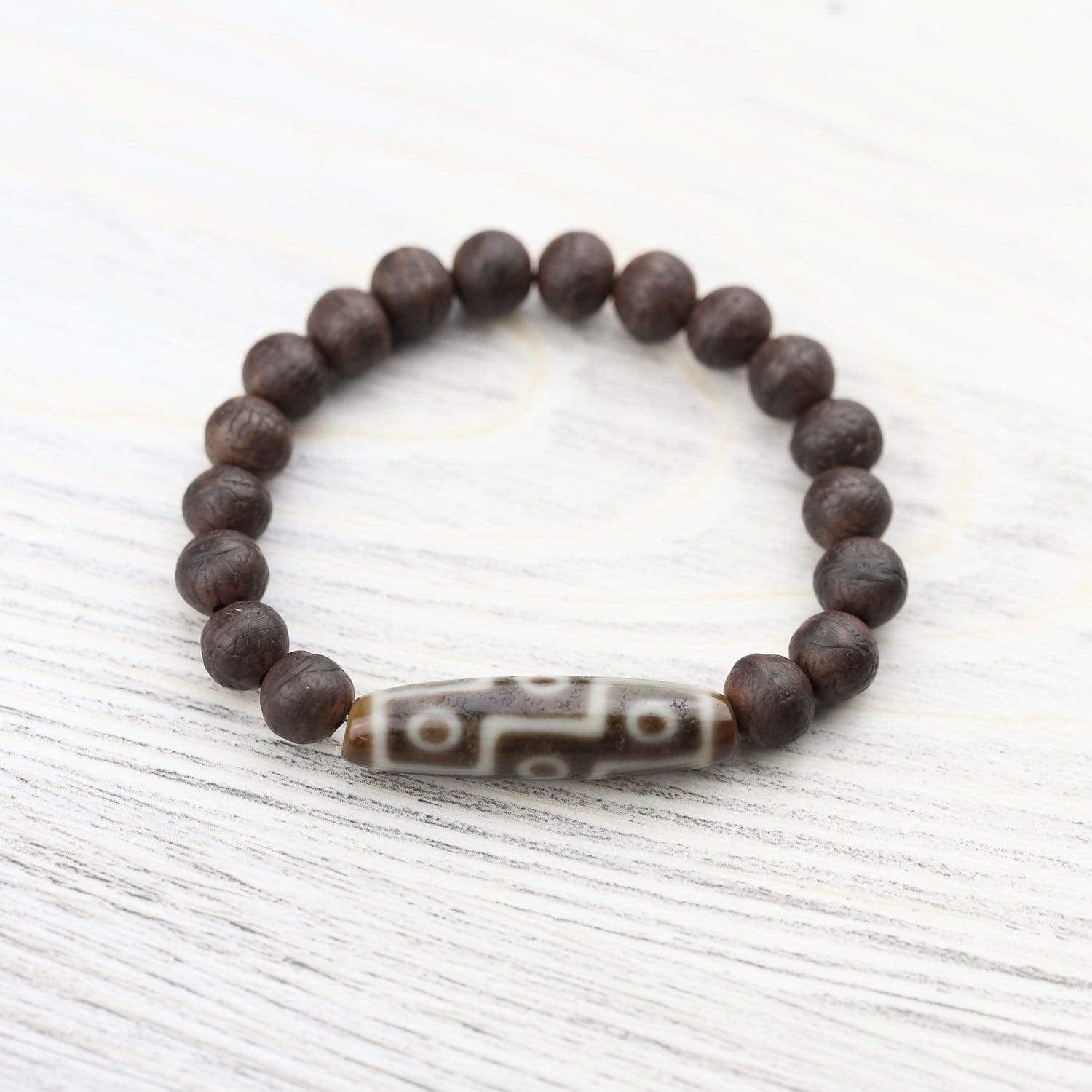 Antique Tibetan Dzi Bead Bracelet - Genuine Agate Stone for Protection & Good Luck - Perfect for Meditation, Spiritual Healing & Fashion Accessories